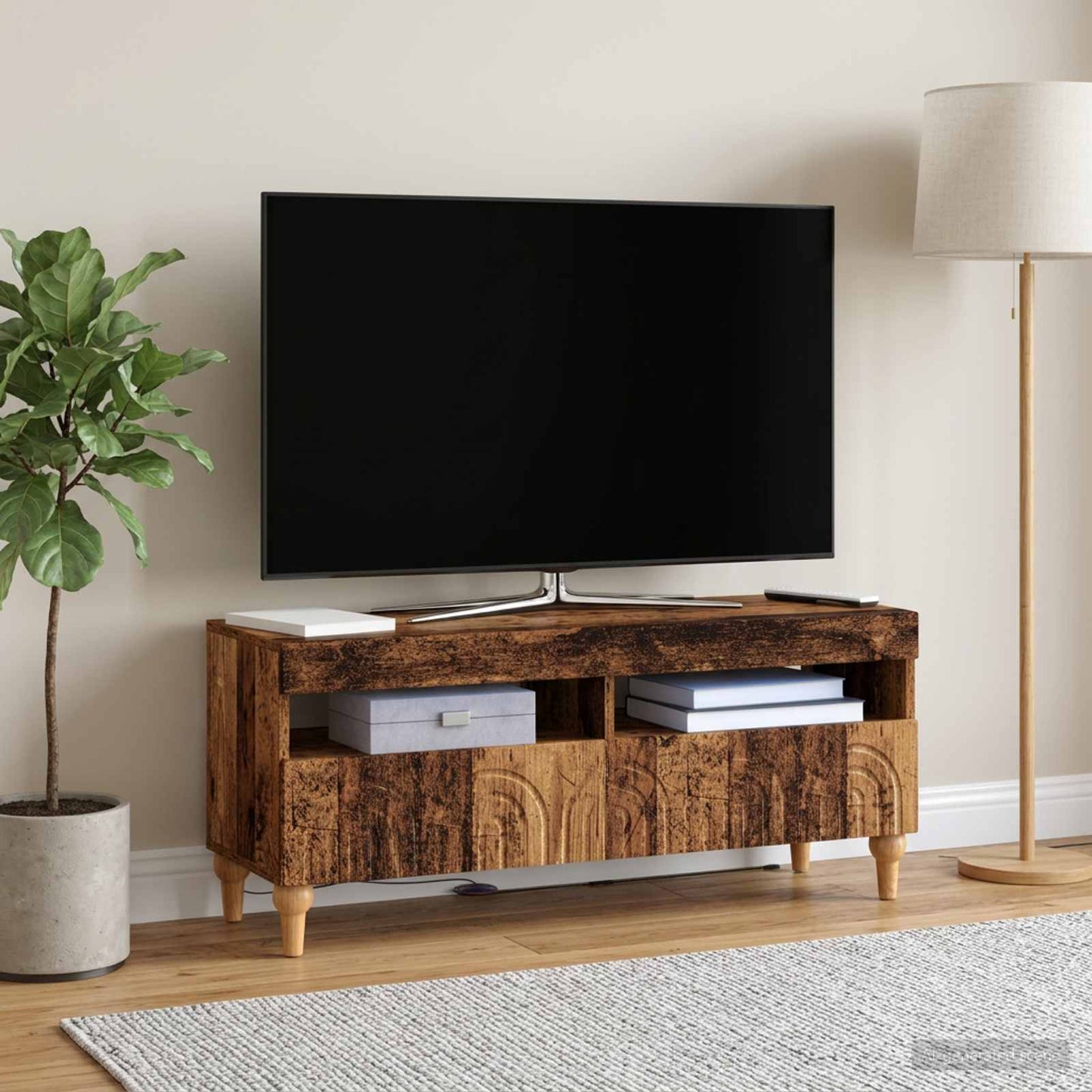 vidaXL Ντουλάπα LED Τηλεόρασης Παλαιωμένο ξύλο Επεξεργασμένο Ξύλο