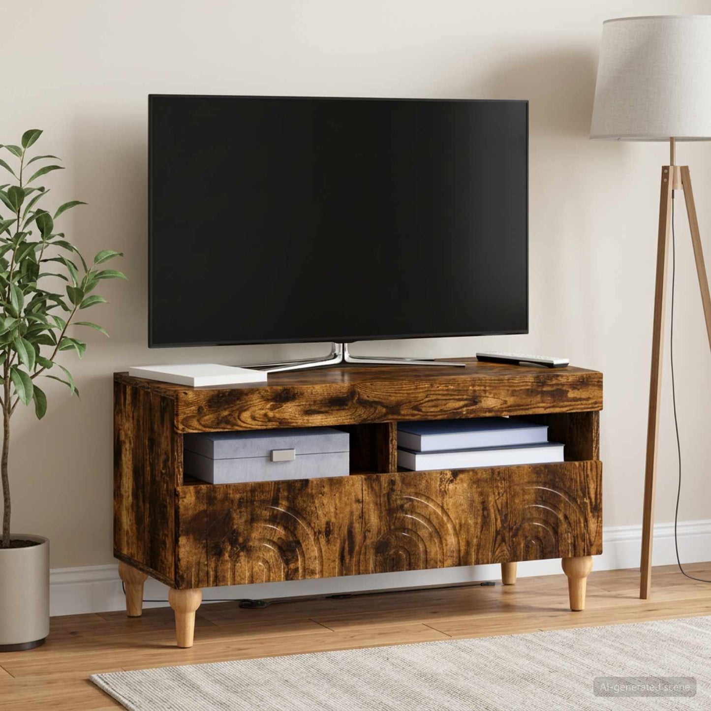 vidaXL Ντουλάπα LED Τηλεόρασης Καπνισμένο Ξύλο Δρυός