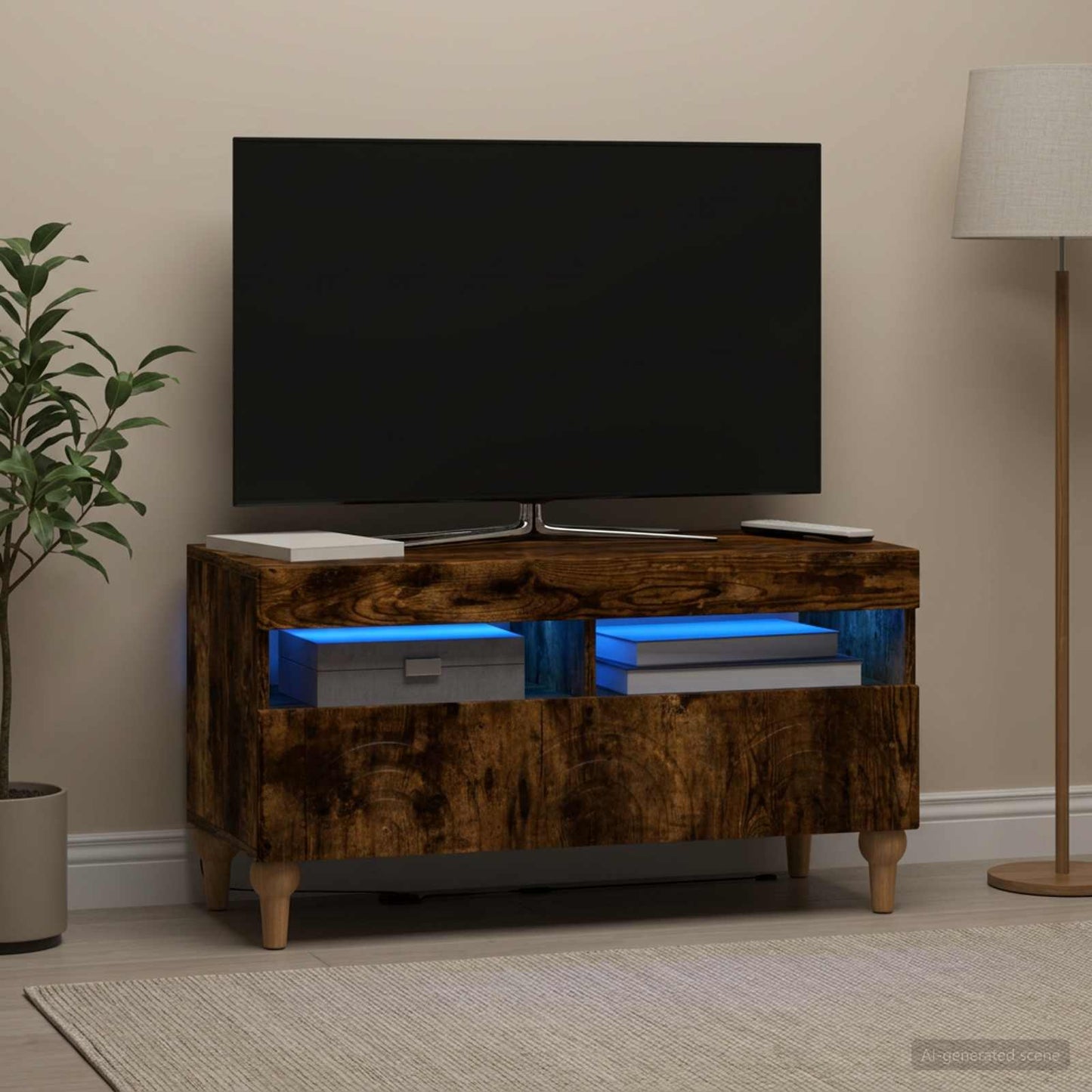 vidaXL Ντουλάπα LED Τηλεόρασης Καπνισμένο Ξύλο Δρυός