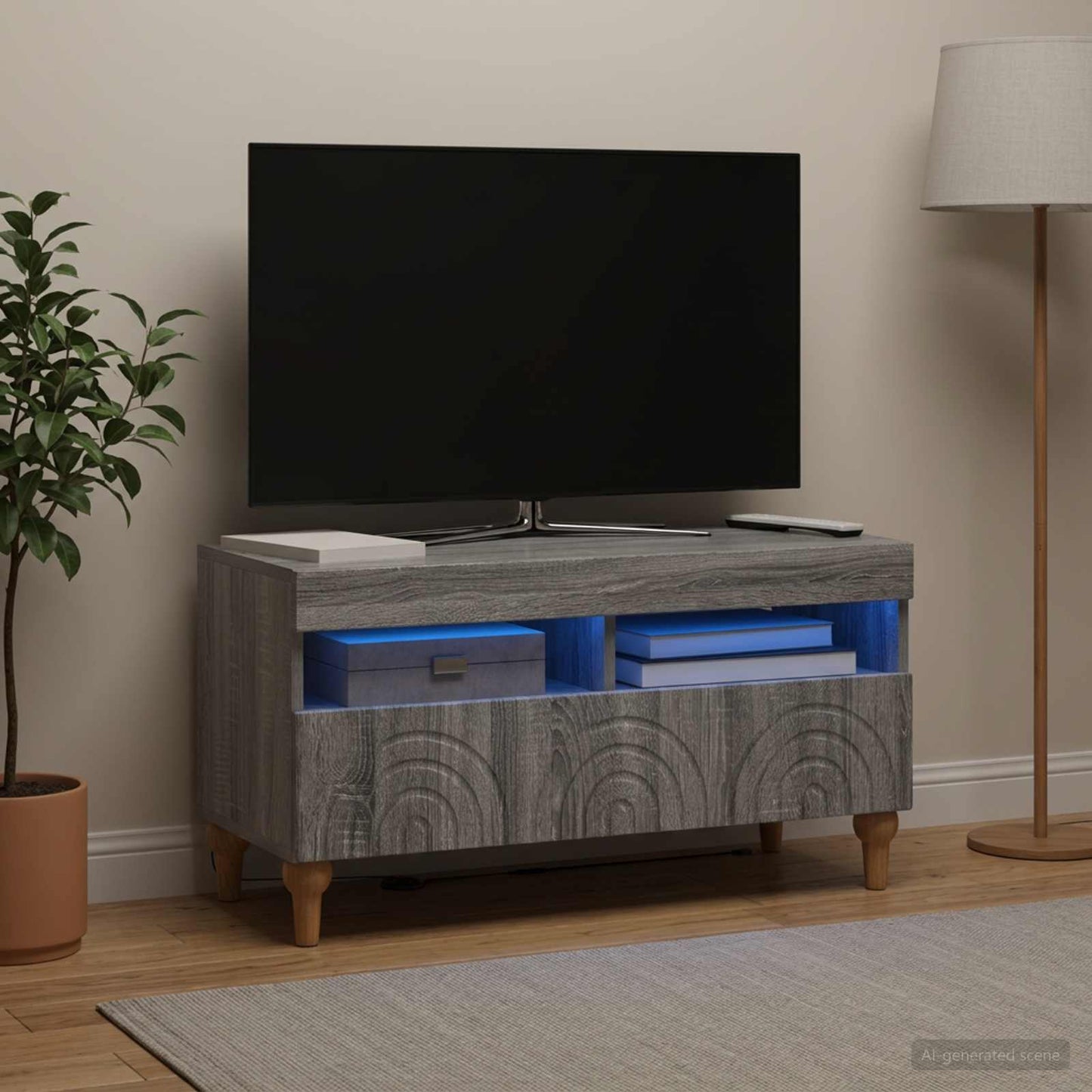 vidaXL Ντουλάπα LED Τηλεόρασης Γκρι Sonoma Επεξεργασμένο Ξύλο