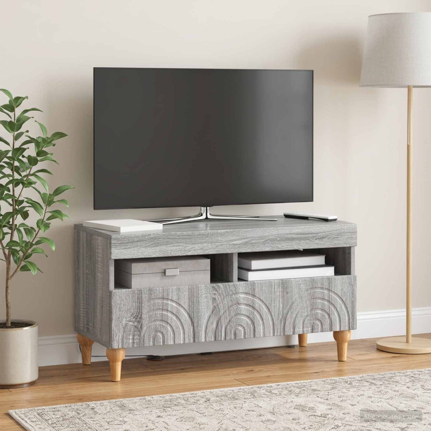 vidaXL Ντουλάπα LED Τηλεόρασης Γκρι Sonoma Επεξεργασμένο Ξύλο