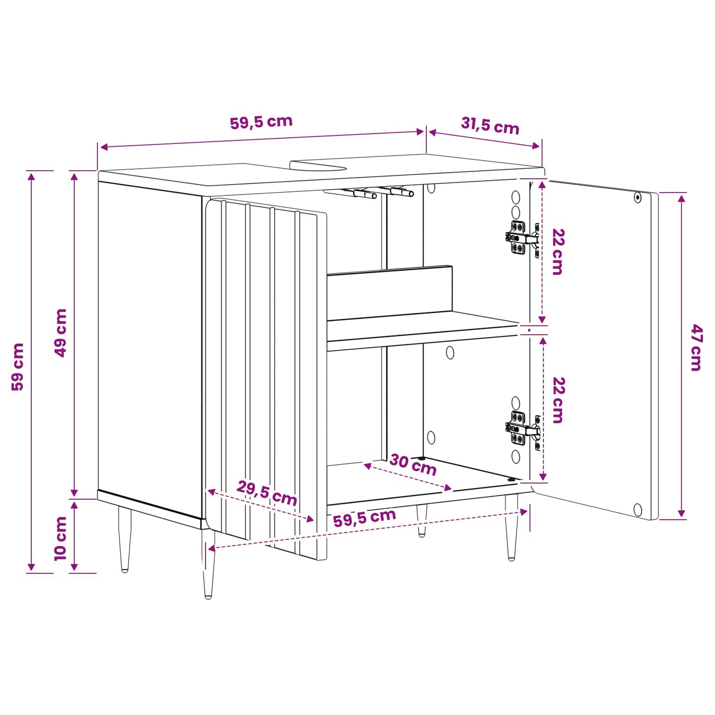 vidaXL Ντουλάπα Νιπτήρα Mπάνιου ZWOLLE Λευκό 59,5 x 31,5 x 59 εκ.