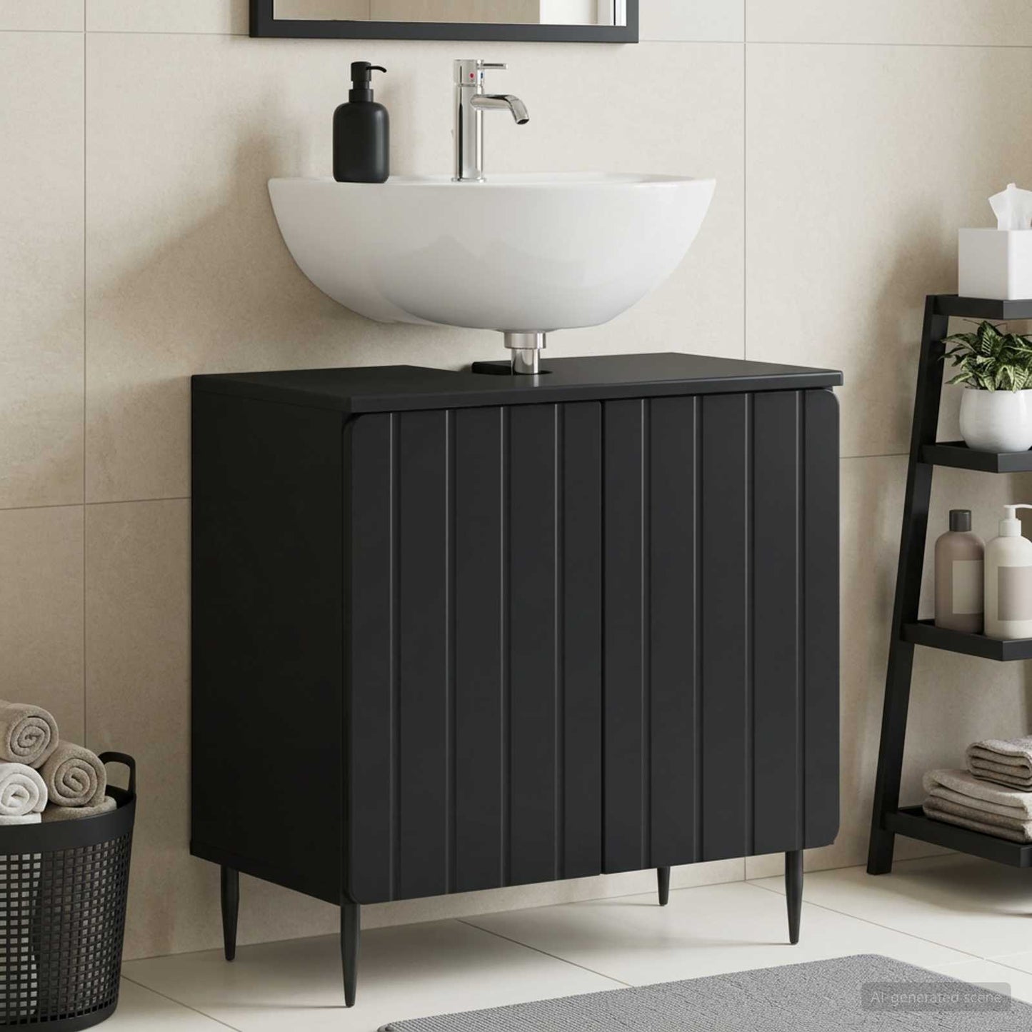 vidaXL Ντουλάπα Νιπτήρα Mπάνιου ZWOLLE Μαύρο 59,5 x 31,5 x 59 εκ.