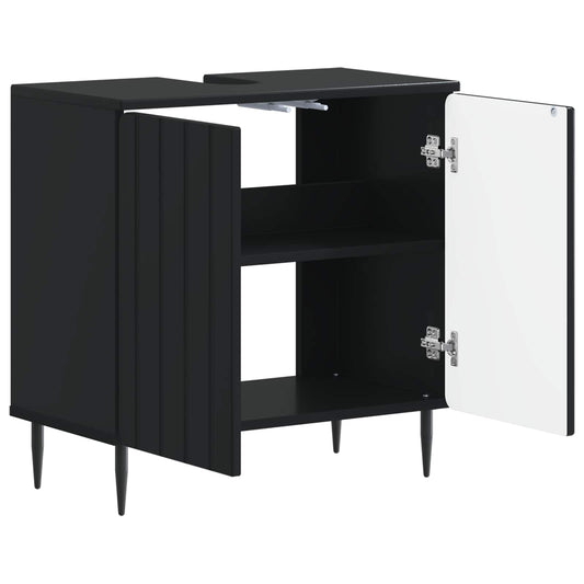 vidaXL Ντουλάπα Νιπτήρα Mπάνιου ZWOLLE Μαύρο 59,5 x 31,5 x 59 εκ.