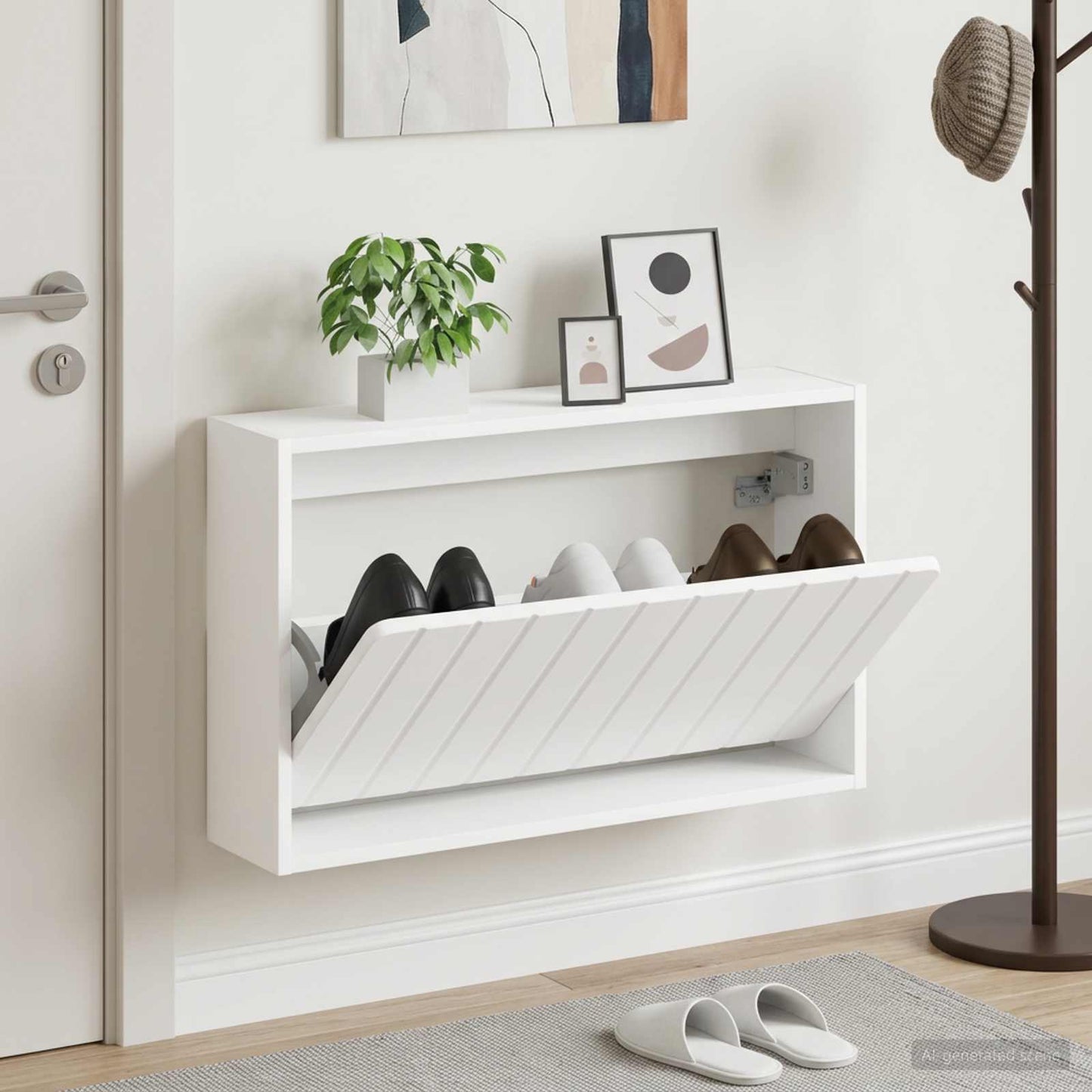 vidaXL Τοίχου Ντουλάπα Παπουτσιών ZWOLLE 71 x 17 x 43 εκ Λευκό