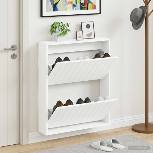vidaXL Τοίχου Ντουλάπα Παπουτσιών ZWOLLE 71 x 17 x 86 εκ. Λευκό