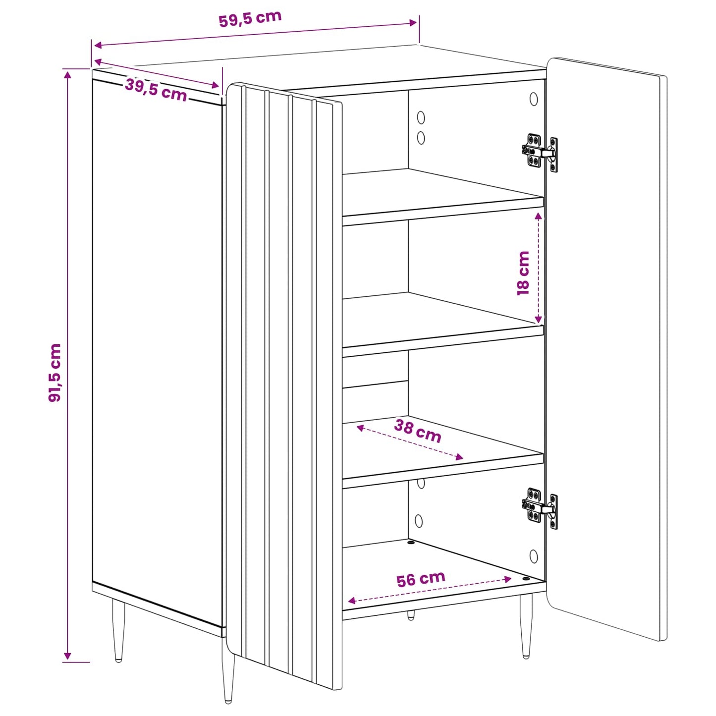 vidaXL Ντουλάπα Παπουτσιών ZWOLLE 59,5 x 39,5 x 91,5 εκ.