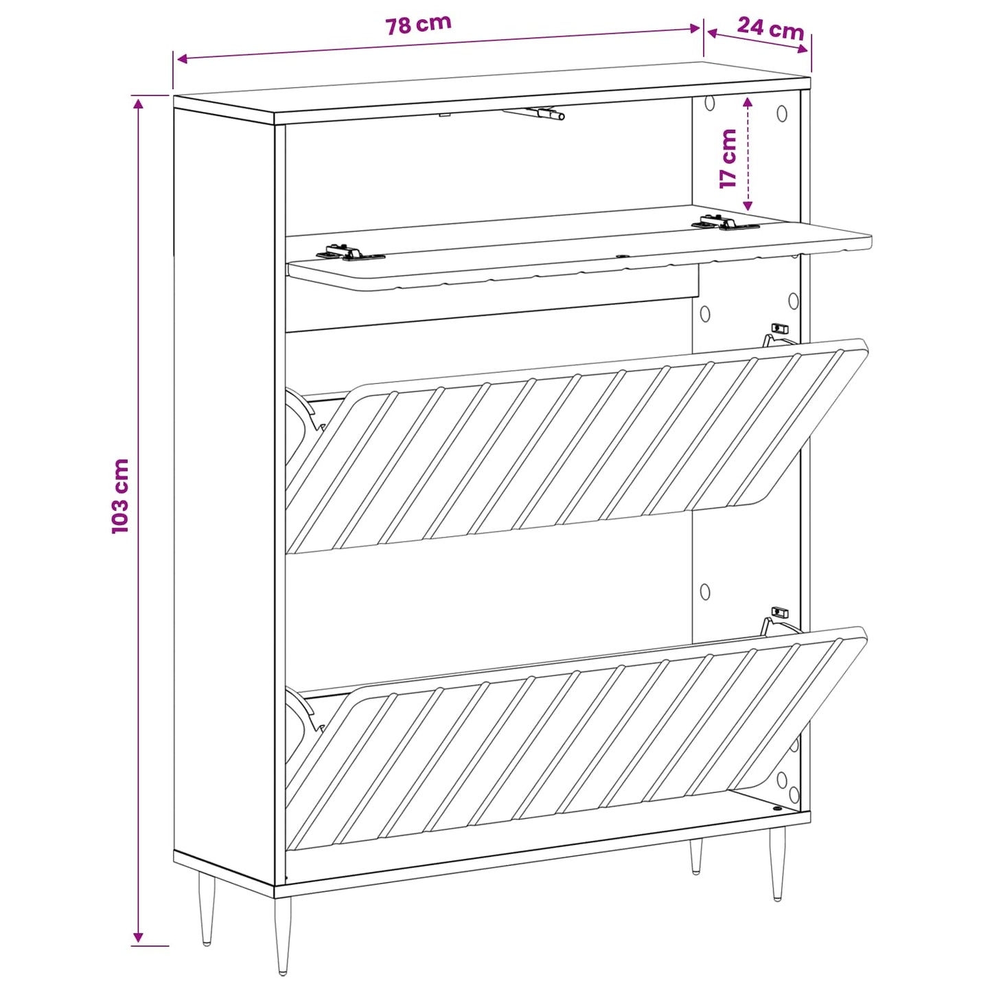 vidaXL Ντουλάπα Παπουτσιών ZWOLLE 78 x 24 x 103 εκ. Επεξεργασμένο Ξύλο