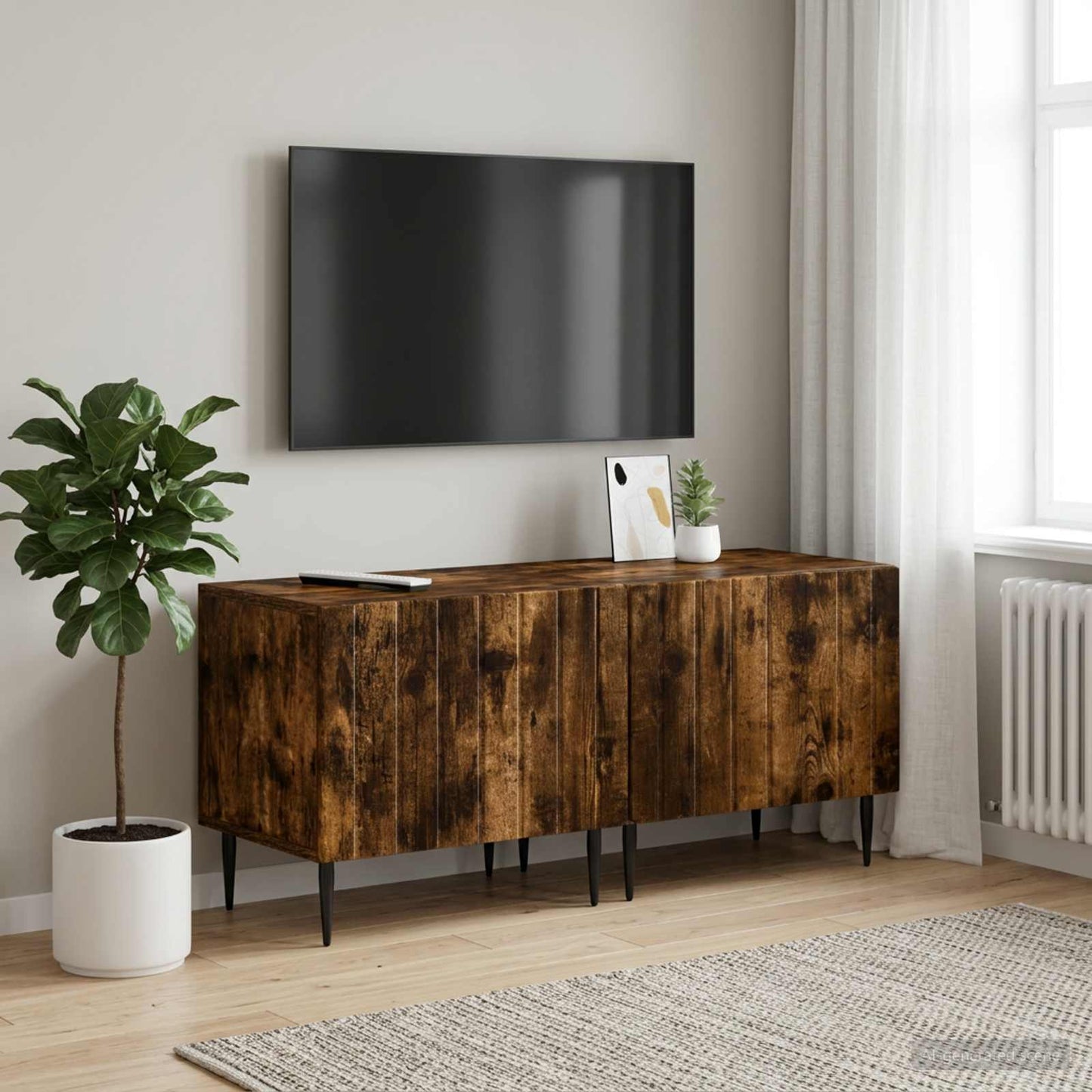 vidaXL Ντουλάπι TV Καπνισμένο Ξύλο Δρυός Επεξεργασμένο Ξύλο