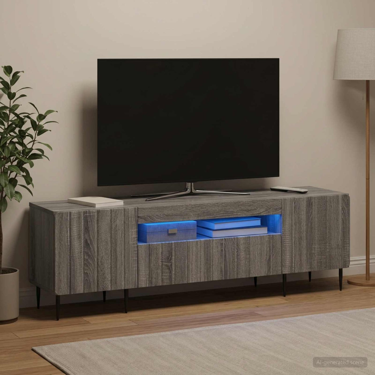 vidaXL Ντουλάπα LED Τηλεόρασης ZWOLLE 153 x 35 x 43 εκ Γκρι Sonoma