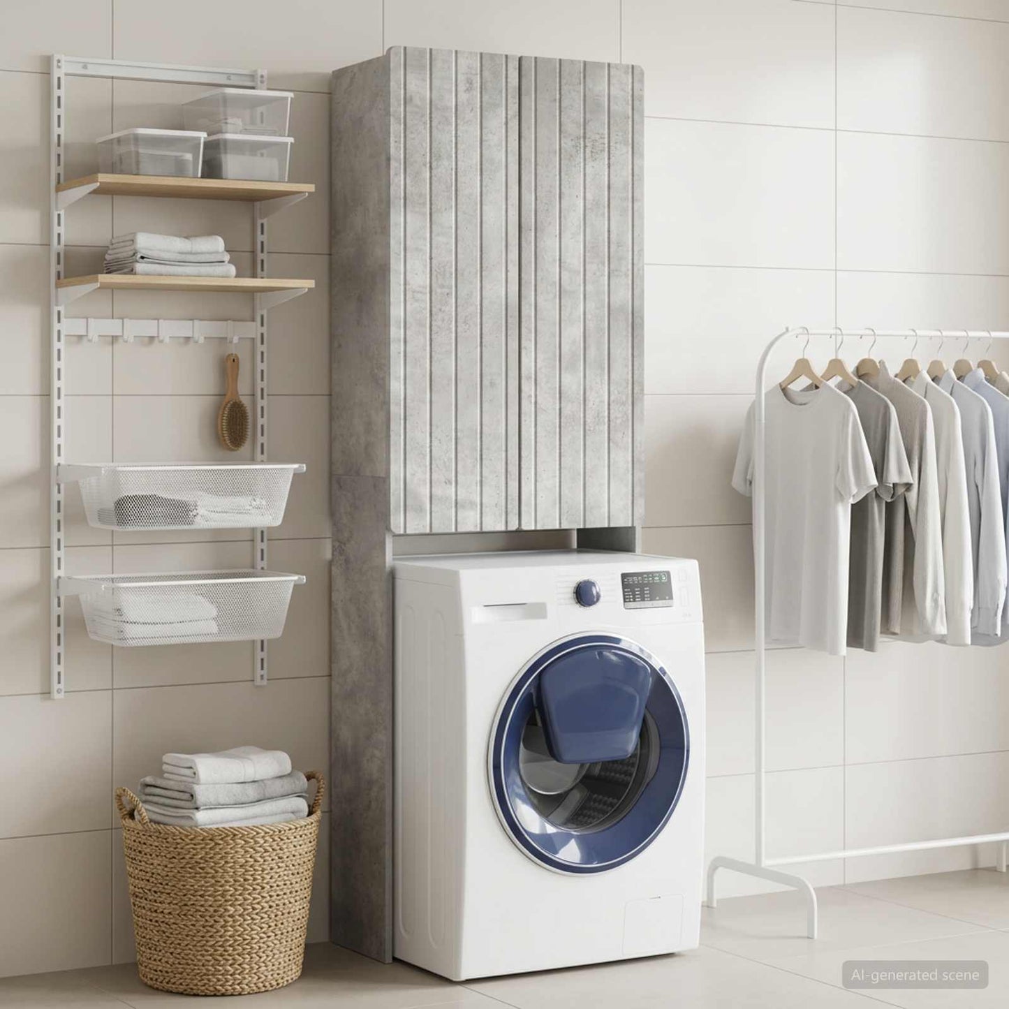 vidaXL Ντουλάπα τουαλέτας ZWOLLE Γκρι Σκυροδέματος 66 x 25,5 x 190 εκ.