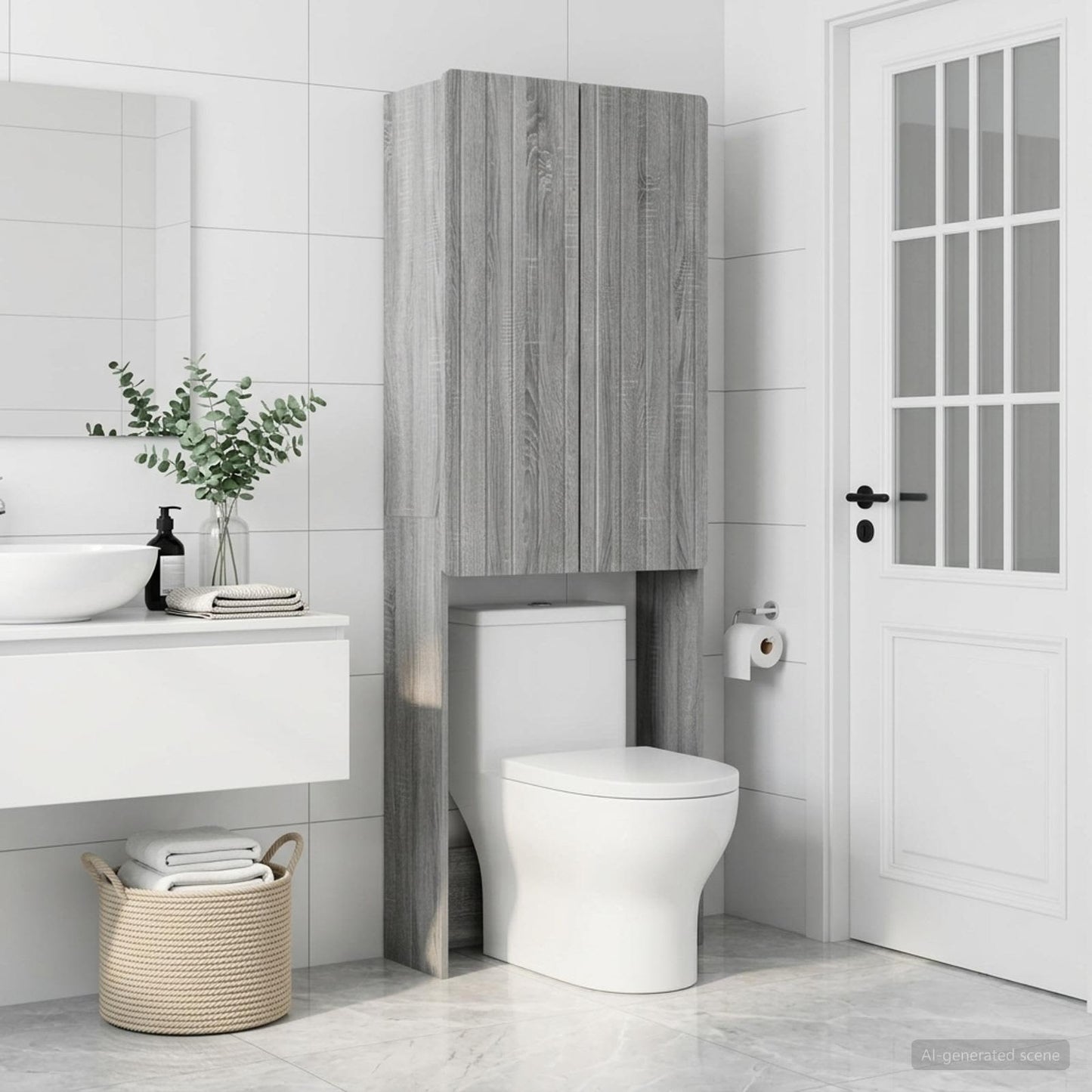 vidaXL Ντουλάπα τουαλέτας ZWOLLE Γκρι Sonoma 66 x 25,5 x 190 εκ.