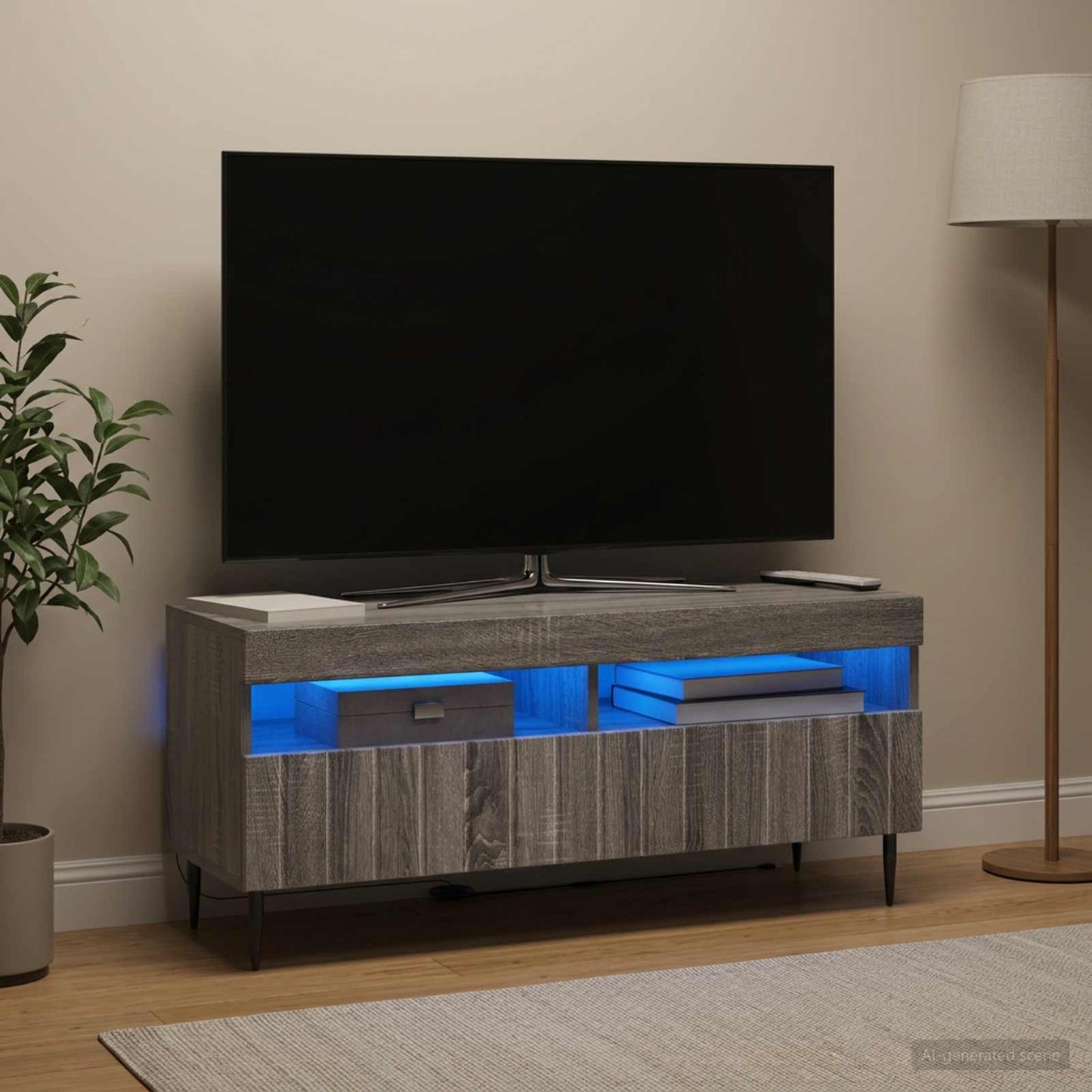 vidaXL Ντουλάπα LED Τηλεόρασης ZWOLLE 100 x 35 x 43 εκ. Γκρι Sonoma