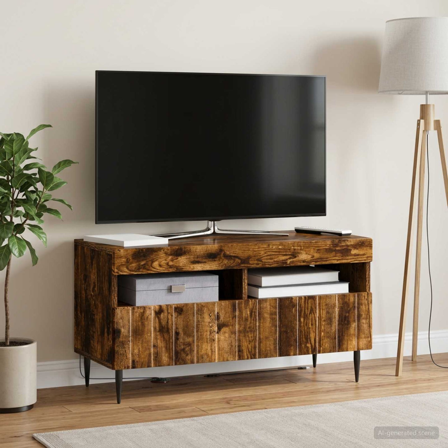 vidaXL Ντουλάπα LED Τηλεόρασης Καπνισμένο Ξύλο Δρυός