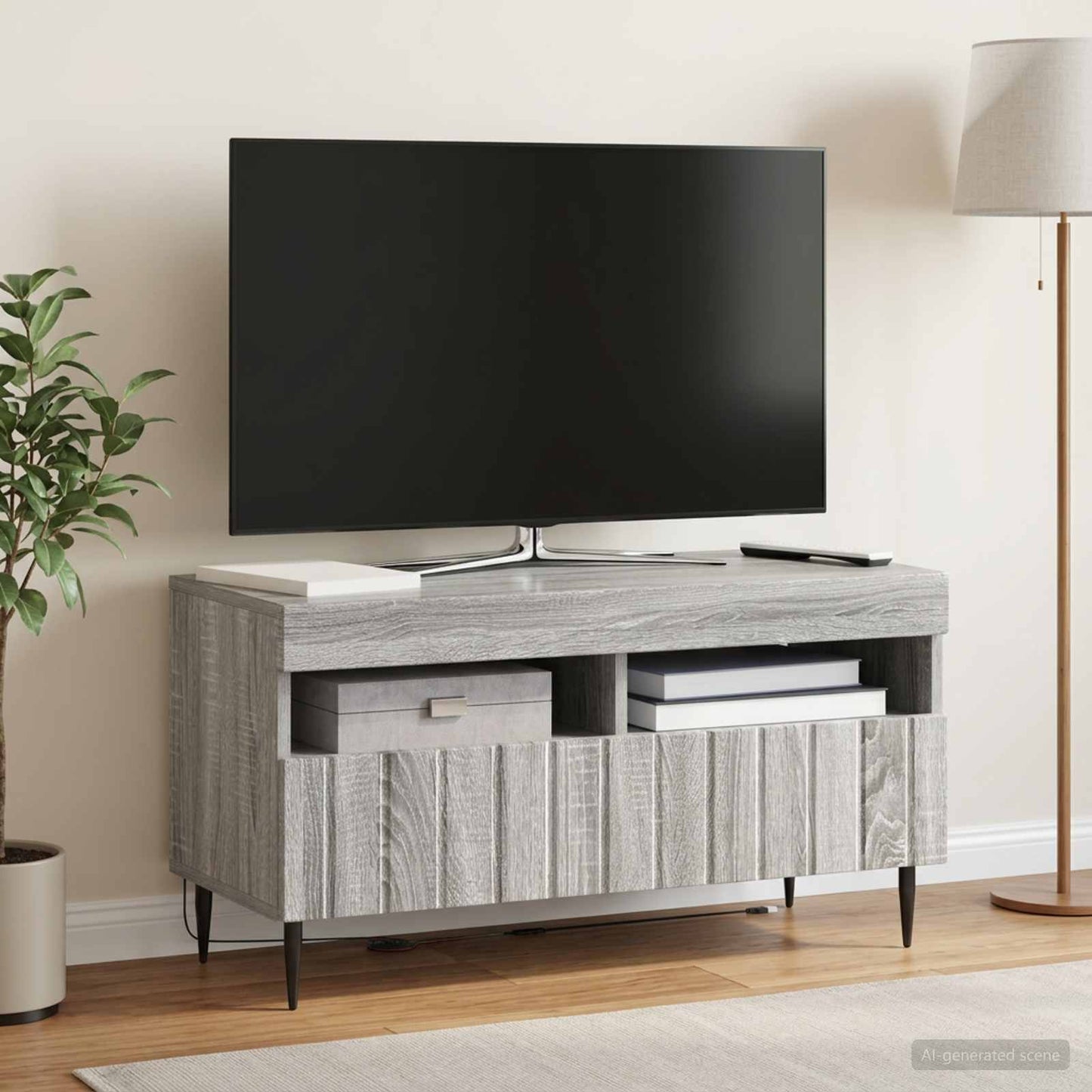 vidaXL Ντουλάπα LED Τηλεόρασης ZWOLLE 81 x 35 x 43 εκ. Γκρι Sonoma