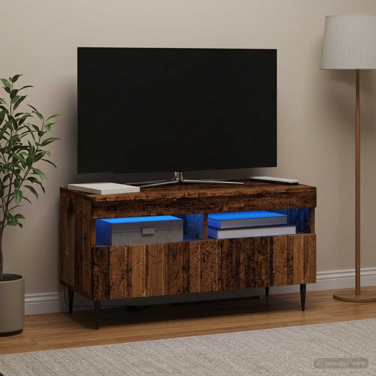 vidaXL Ντουλάπα LED Τηλεόρασης Παλαιωμένο ξύλο Επεξεργασμένο Ξύλο