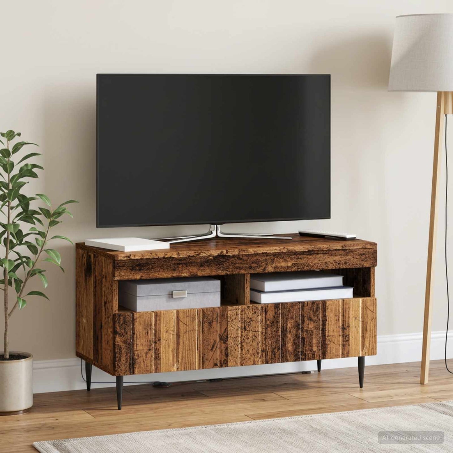 vidaXL Ντουλάπα LED Τηλεόρασης ZWOLLE 81 x 35 x 43 εκ. Παλαιωμένο ξύλο