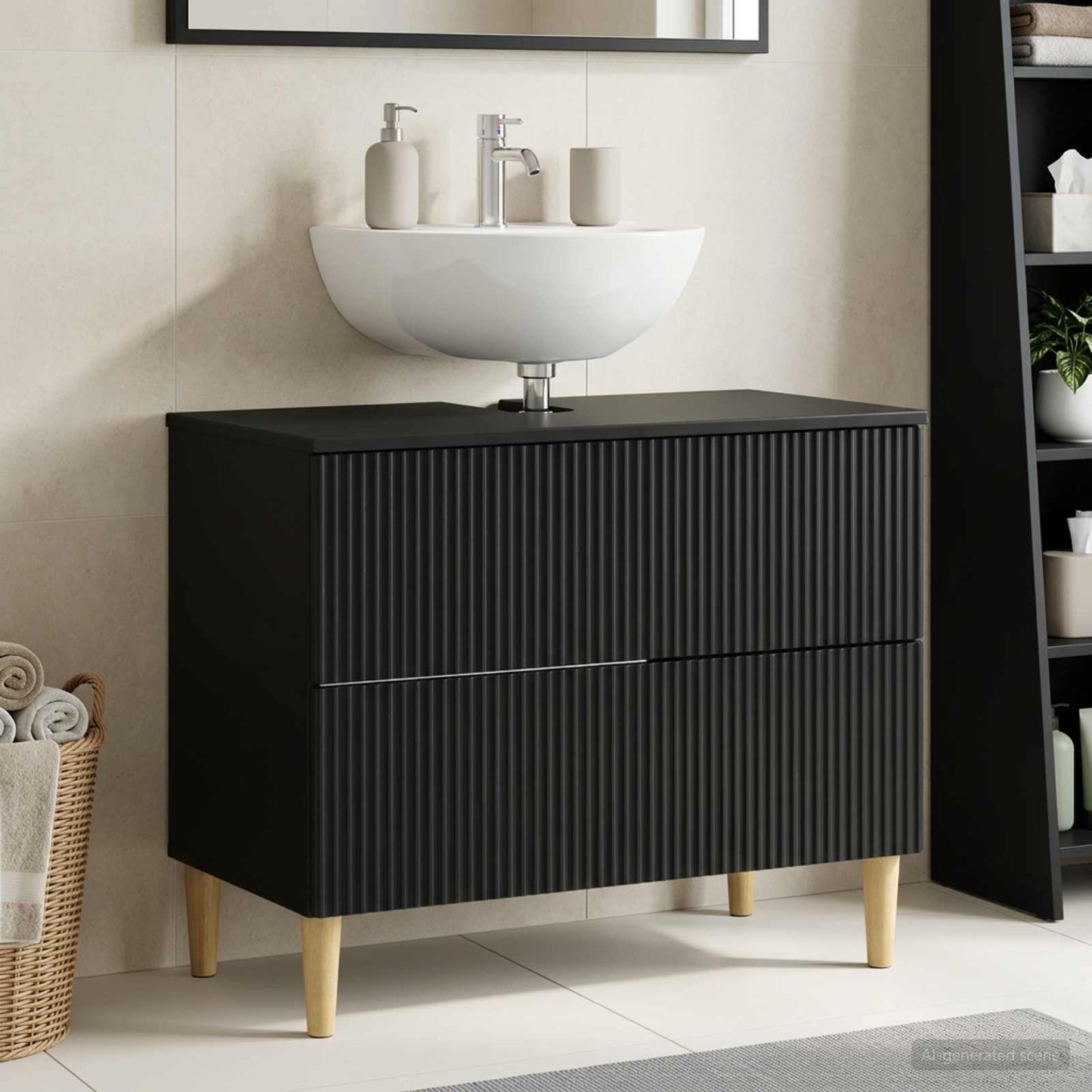 vidaXL Ντουλάπα Νιπτήρα Mπάνιου ARNHEM Μαύρο 82 x 41 x 59 εκ