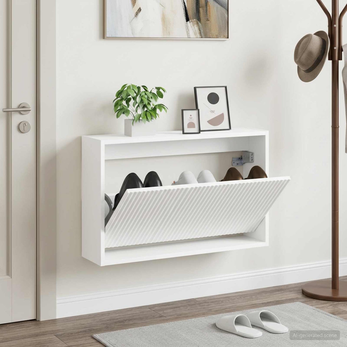 vidaXL Τοίχου Ντουλάπα Παπουτσιών ARNHEM 71 x 17 x 43 εκ Λευκό