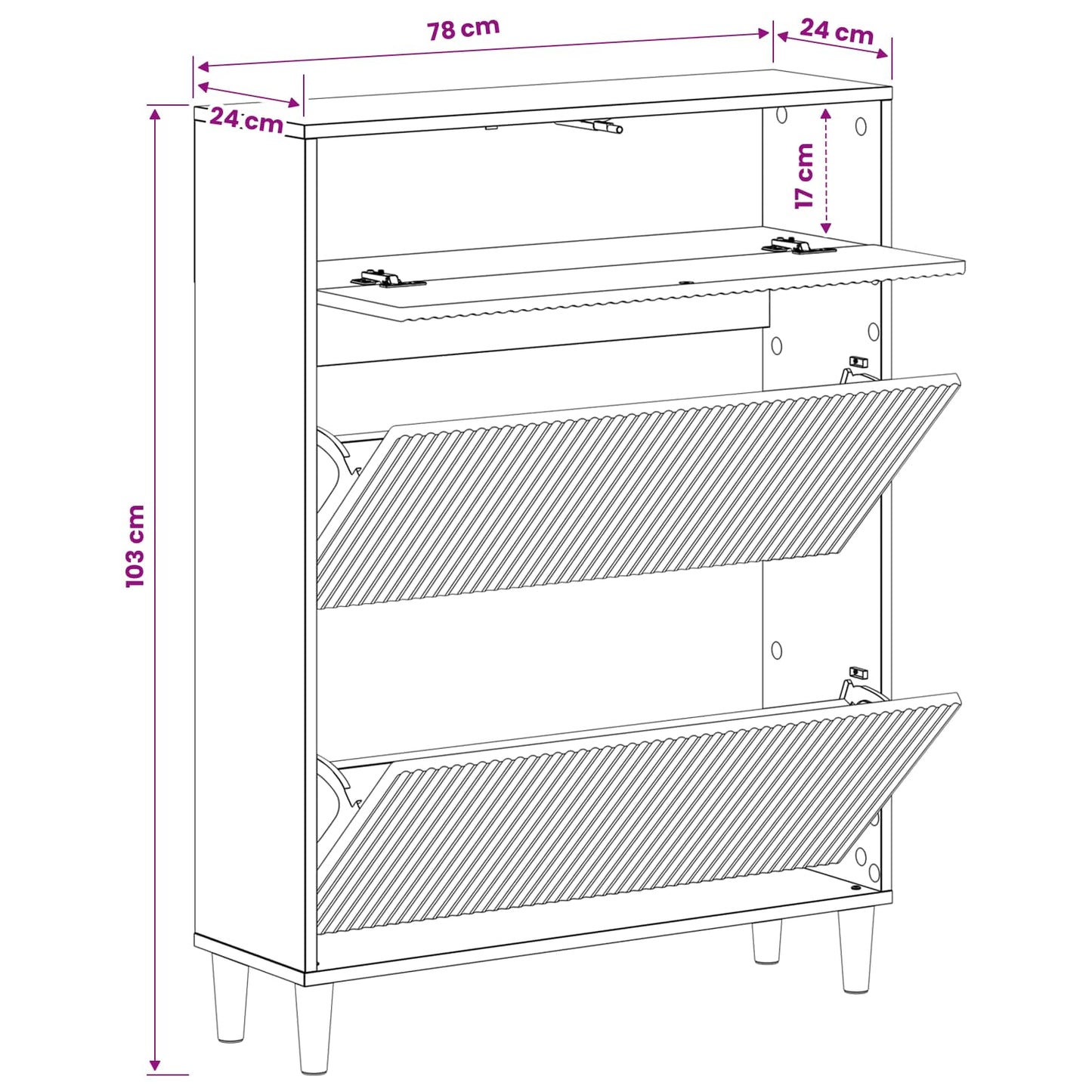 vidaXL Ντουλάπα Παπουτσιών ARNHEM 78 x 24 x 103 εκ. Επεξεργασμένο Ξύλο