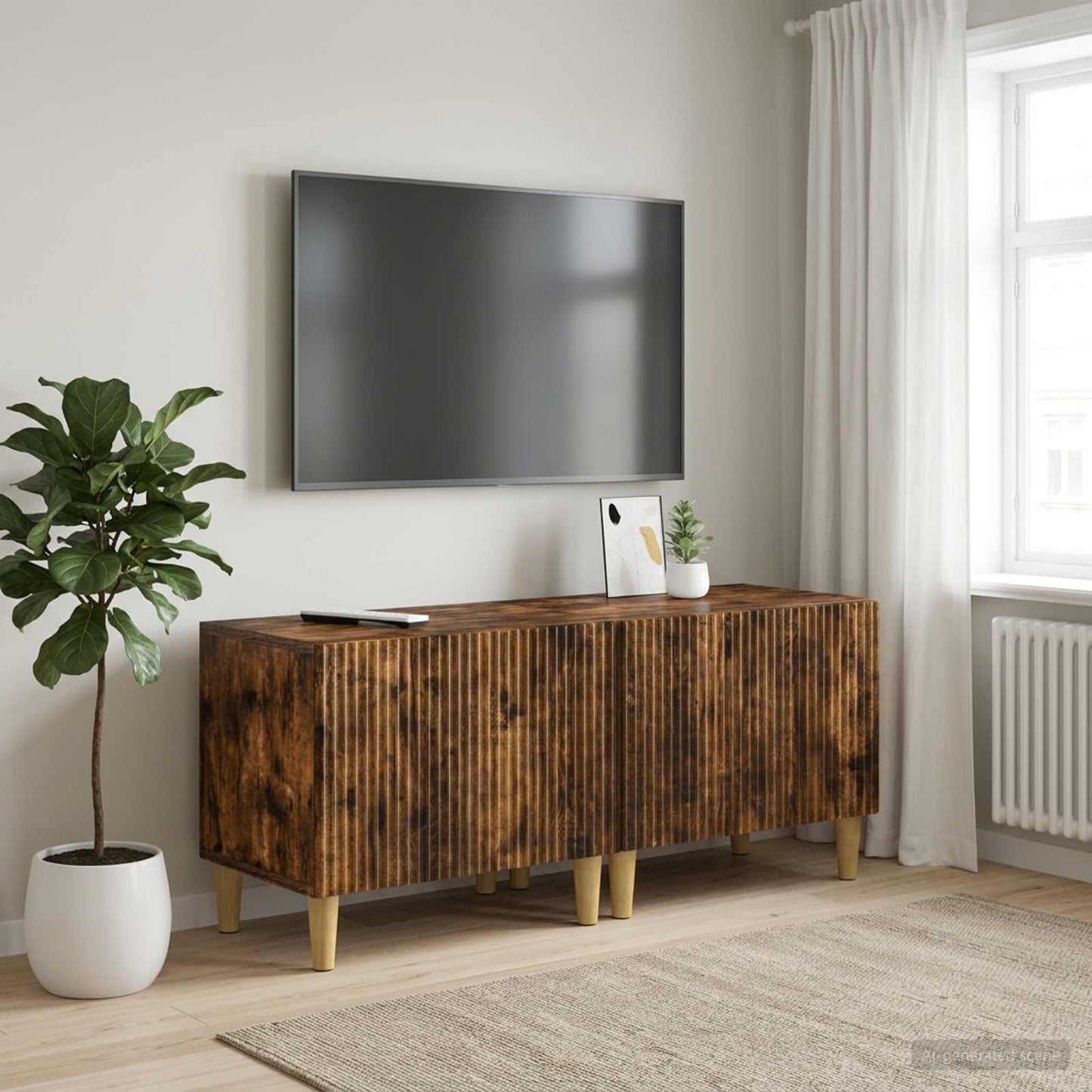 vidaXL Ντουλάπι TV Καπνισμένο Ξύλο Δρυός Επεξεργασμένο Ξύλο