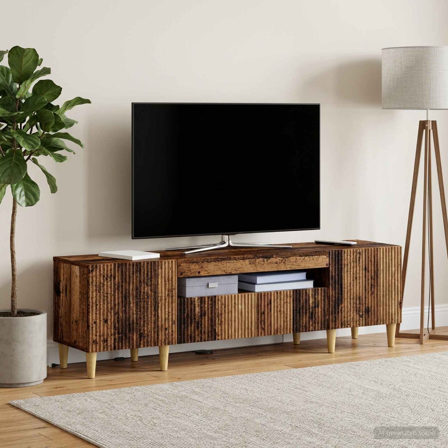 vidaXL Ντουλάπα LED Τηλεόρασης Παλαιωμένο ξύλο Επεξεργασμένο Ξύλο
