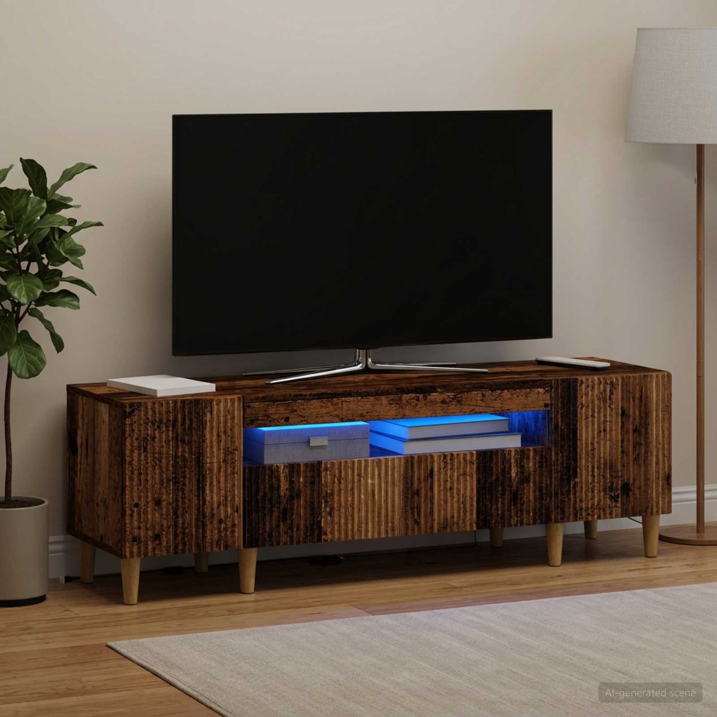 vidaXL Ντουλάπα LED Τηλεόρασης ARNHEM 153 x 35 x 43 εκ Παλαιωμένο ξύλο