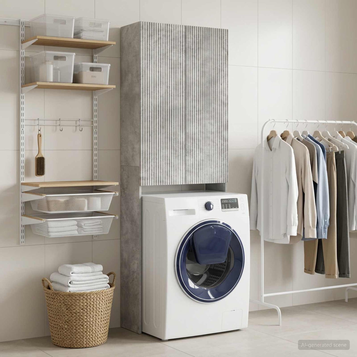 vidaXL Ντουλάπα τουαλέτας ARNHEM Γκρι Σκυροδέματος 66 x 25,5 x 190 εκ.