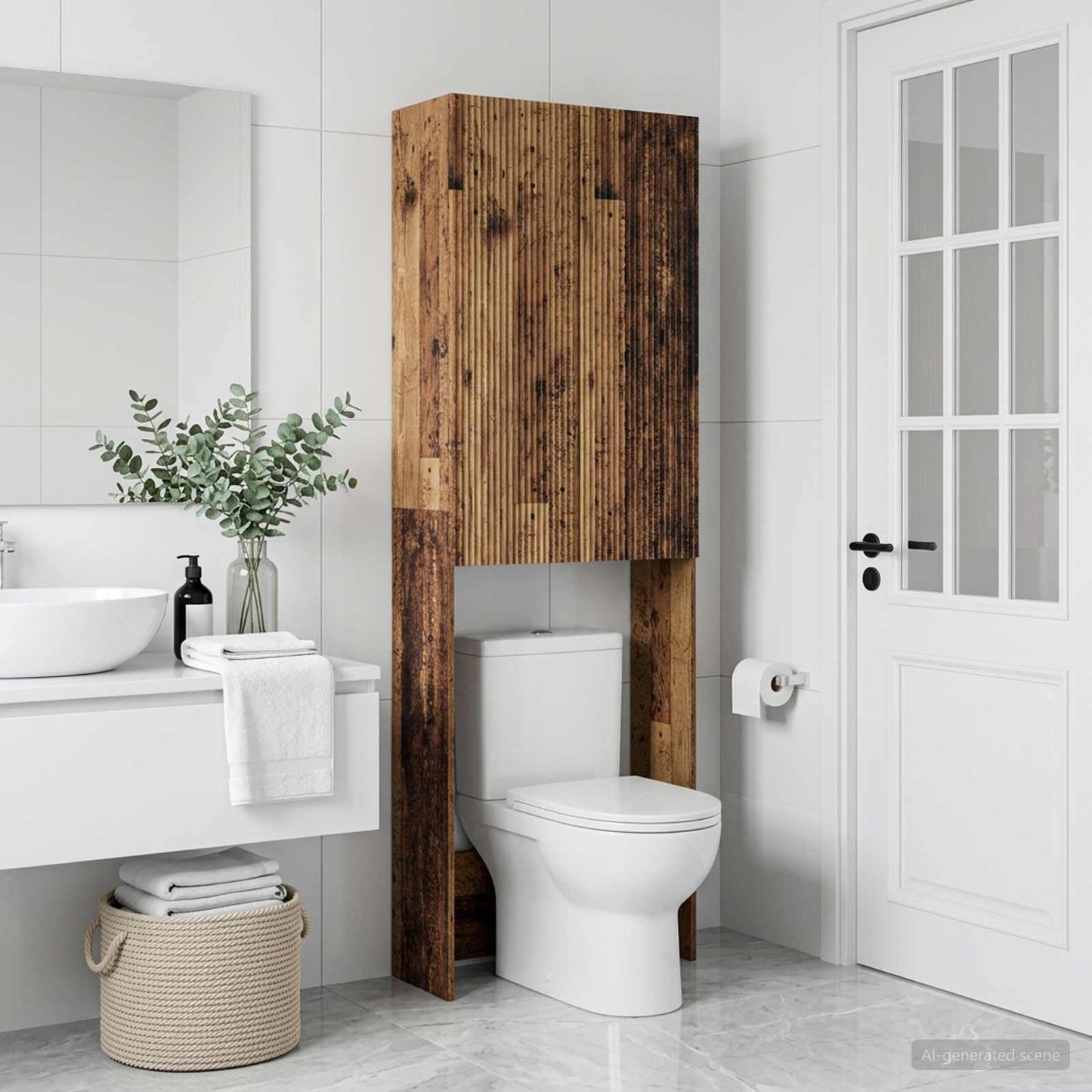 vidaXL Ντουλάπα τουαλέτας ARNHEM Παλαιωμένο ξύλο 66 x 25,5 x 190 εκ.