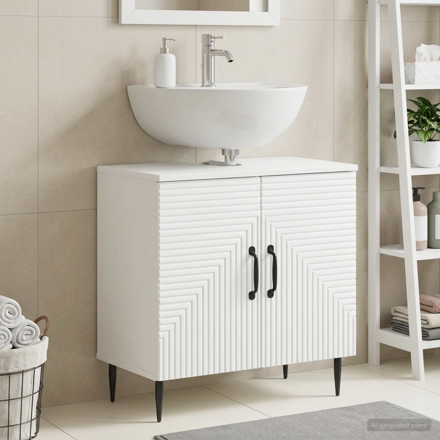 vidaXL Ντουλάπα Νιπτήρα Mπάνιου HAARLEM Λευκό 59,5 x 31,5 x 59 εκ.