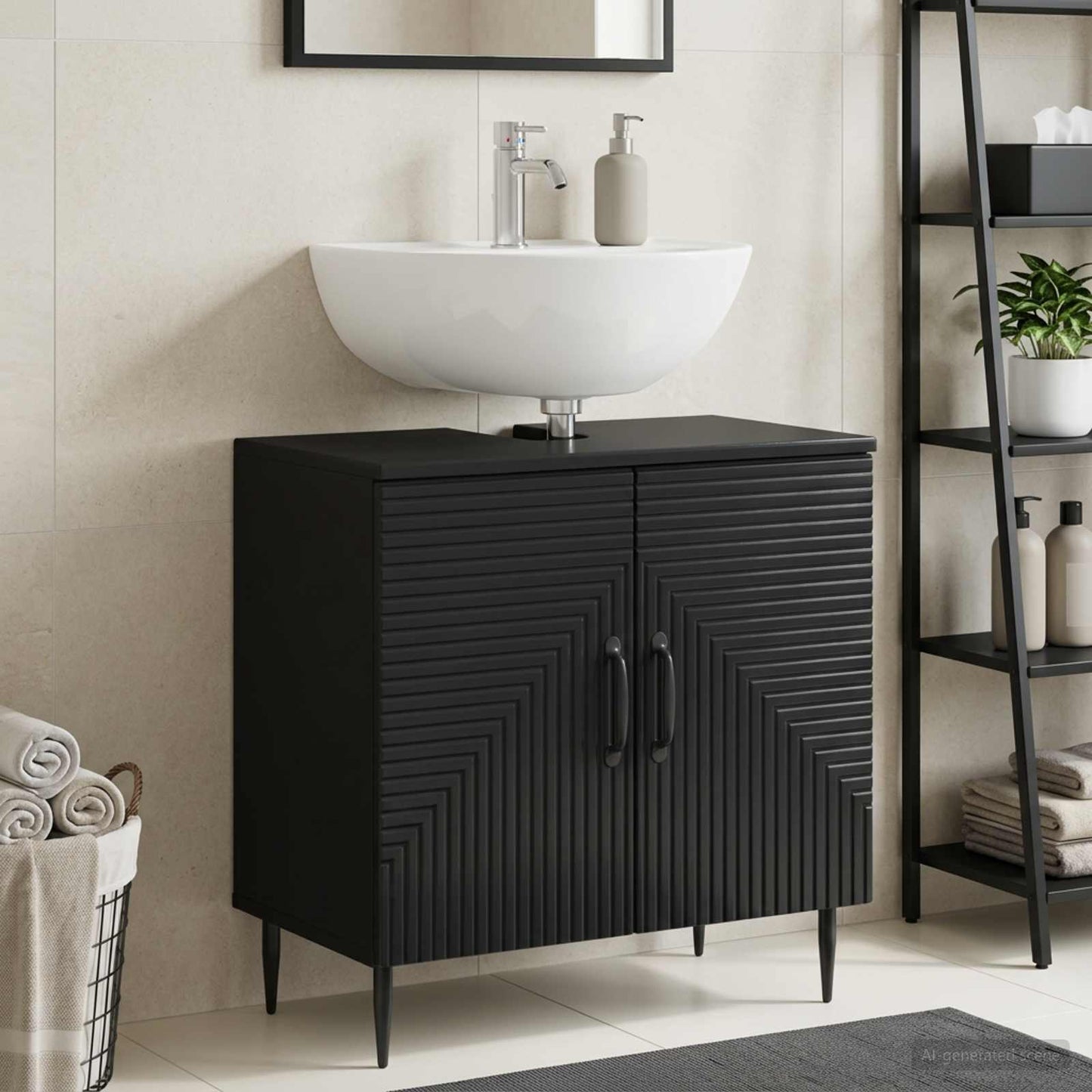 vidaXL Ντουλάπα Νιπτήρα Mπάνιου HAARLEM Μαύρο 59,5 x 31,5 x 59 εκ.