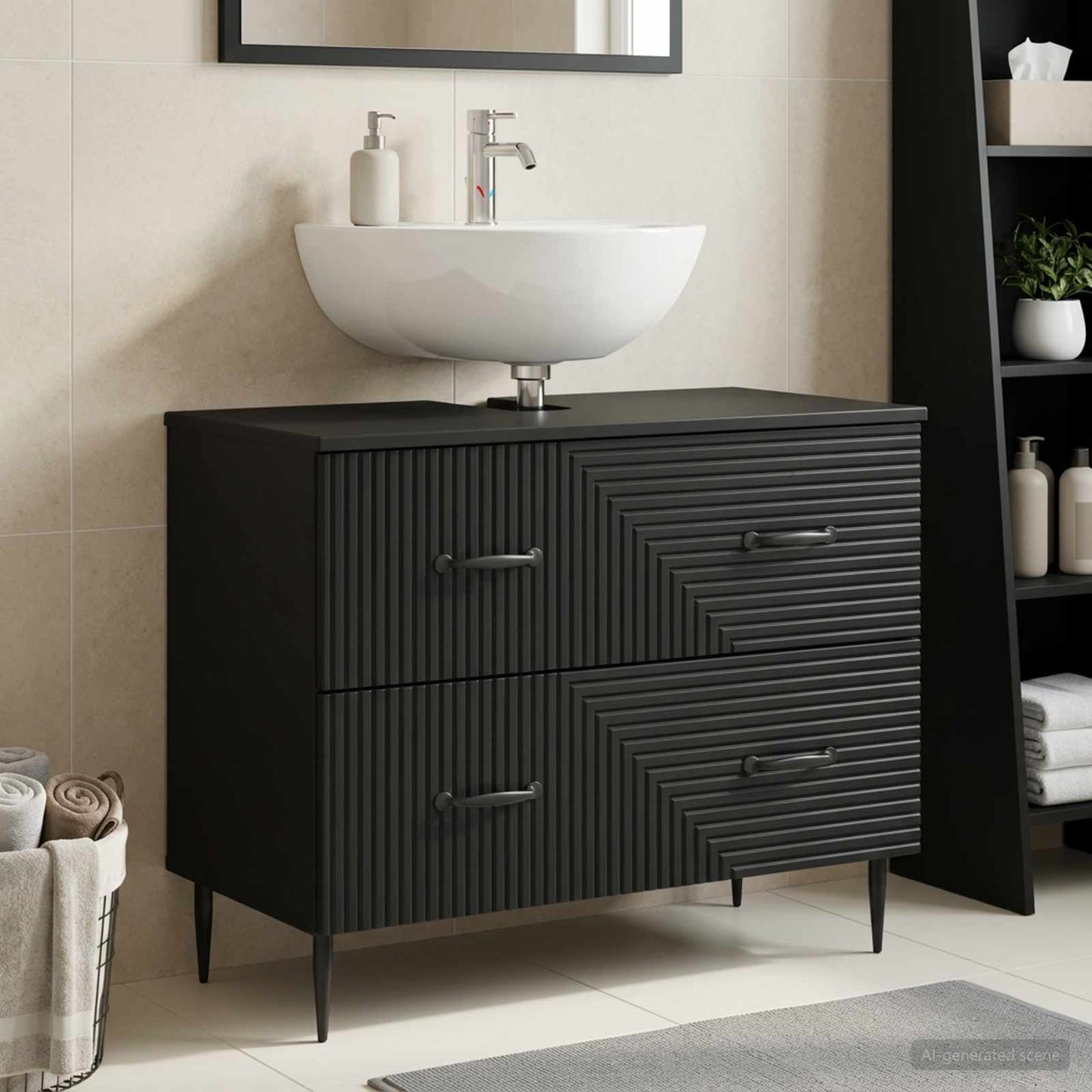 vidaXL Ντουλάπα Νιπτήρα Mπάνιου HAARLEM Μαύρο 82 x 41 x 58,5 εκ
