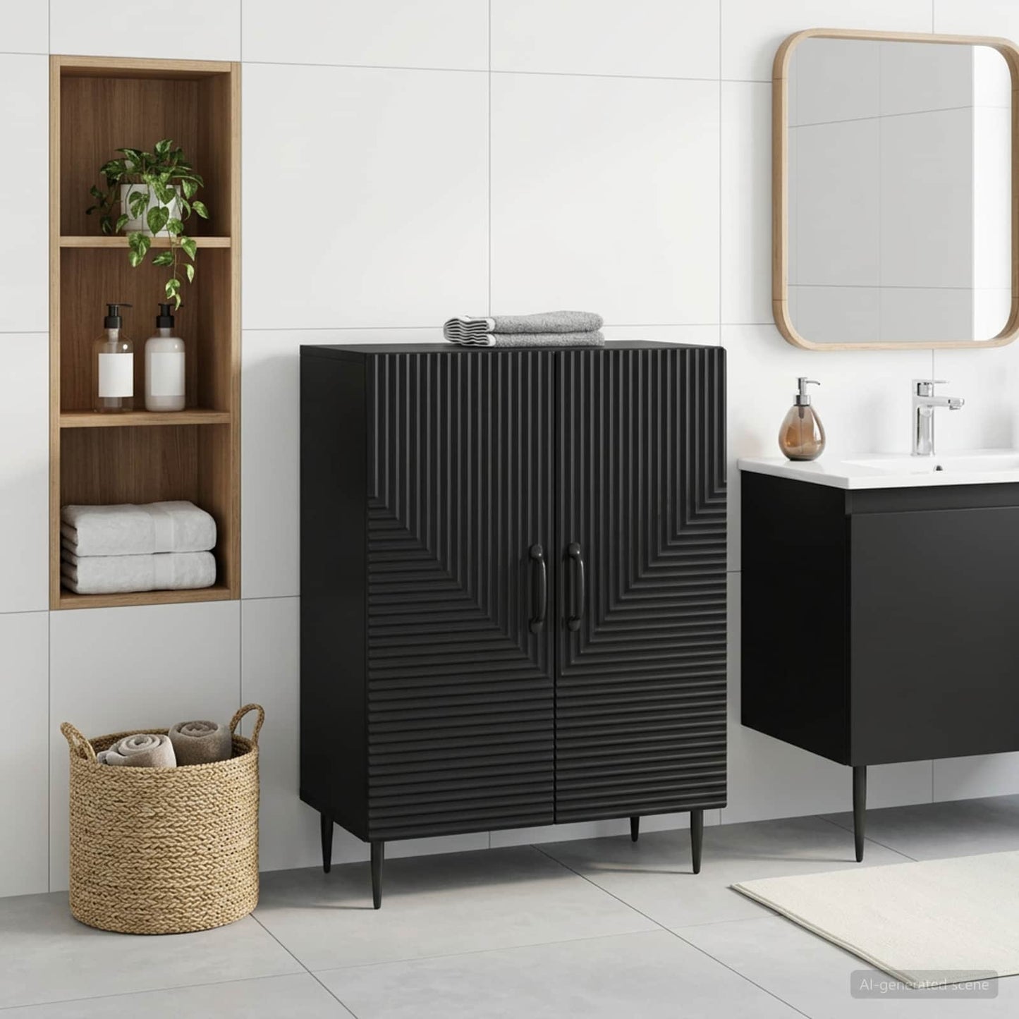 vidaXL Ντουλάπι Αποθήκευσης Μπάνιου HAARLEM Μαύρο 59,5 x 31 x 80 εκ