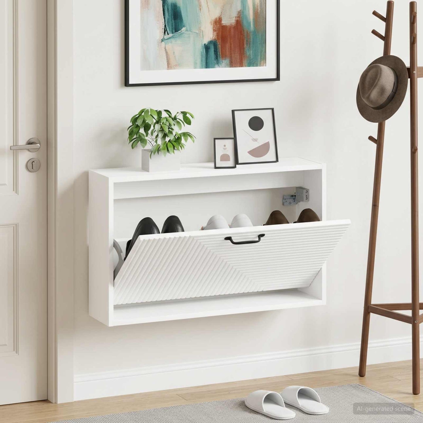 vidaXL Τοίχου Ντουλάπα Παπουτσιών HAARLEM 71 x 17 x 43 εκ Λευκό