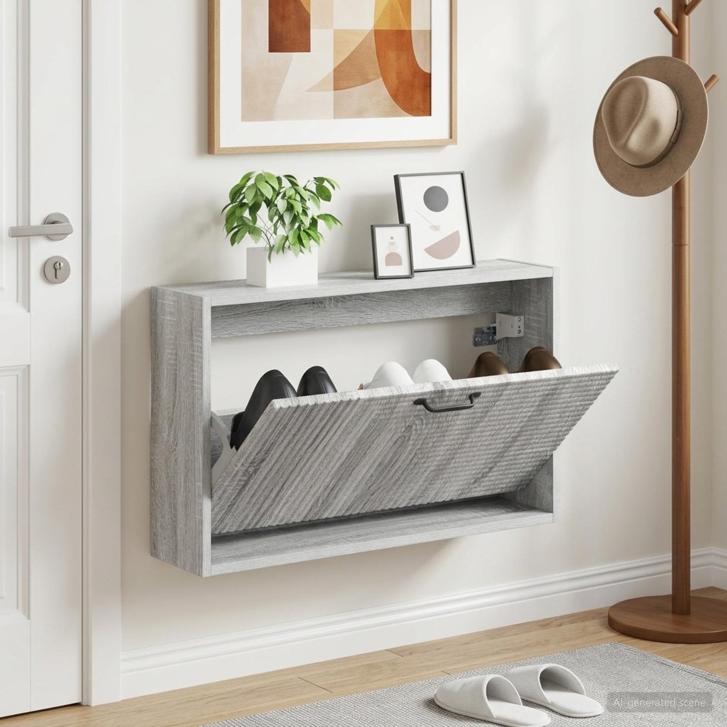 vidaXL Τοίχου Ντουλάπα Παπουτσιών HAARLEM 71 x 17 x 43 εκ Γκρι Sonoma