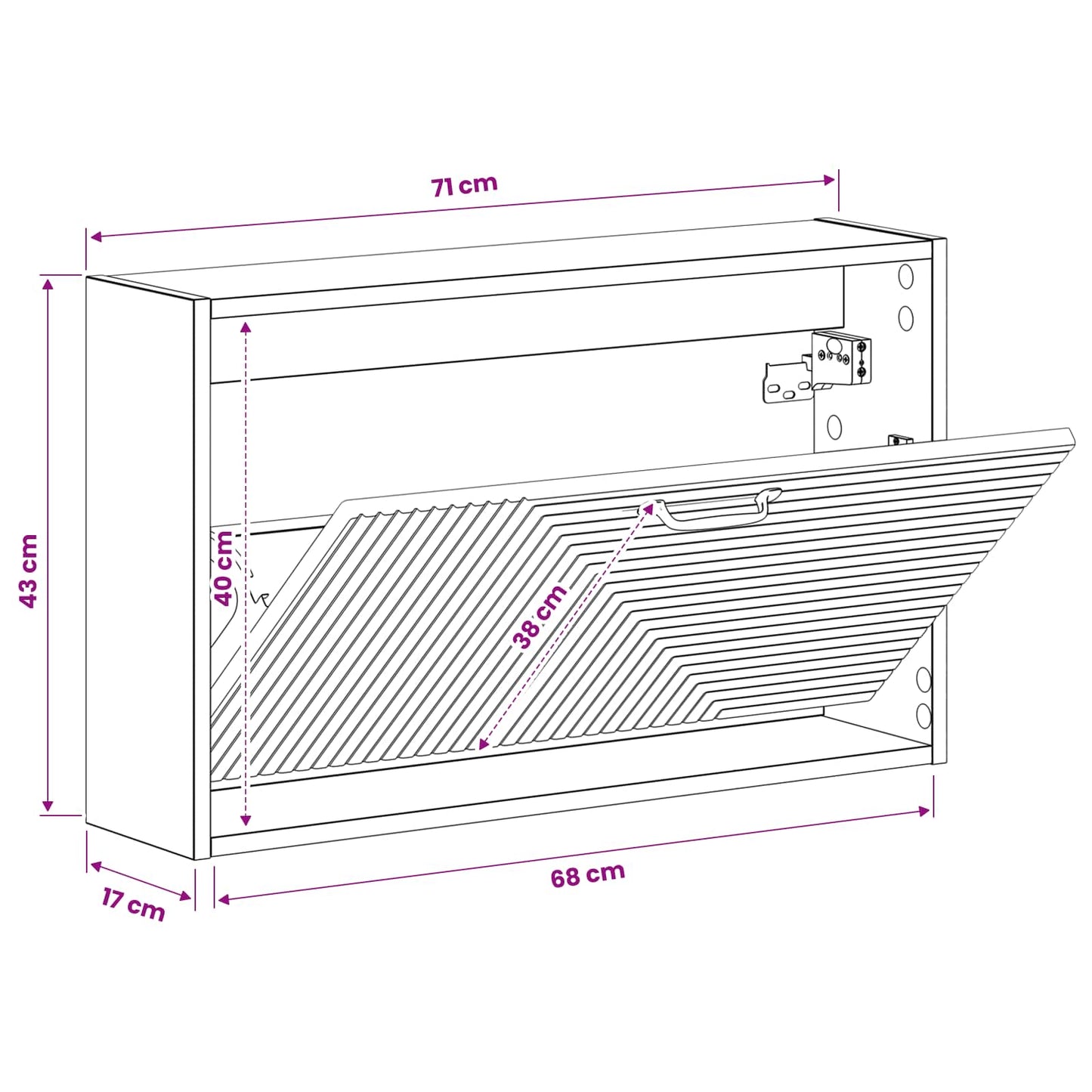 vidaXL Τοίχου Ντουλάπα Παπουτσιών HAARLEM 71 x 17 x 43 εκ Γκρι Sonoma