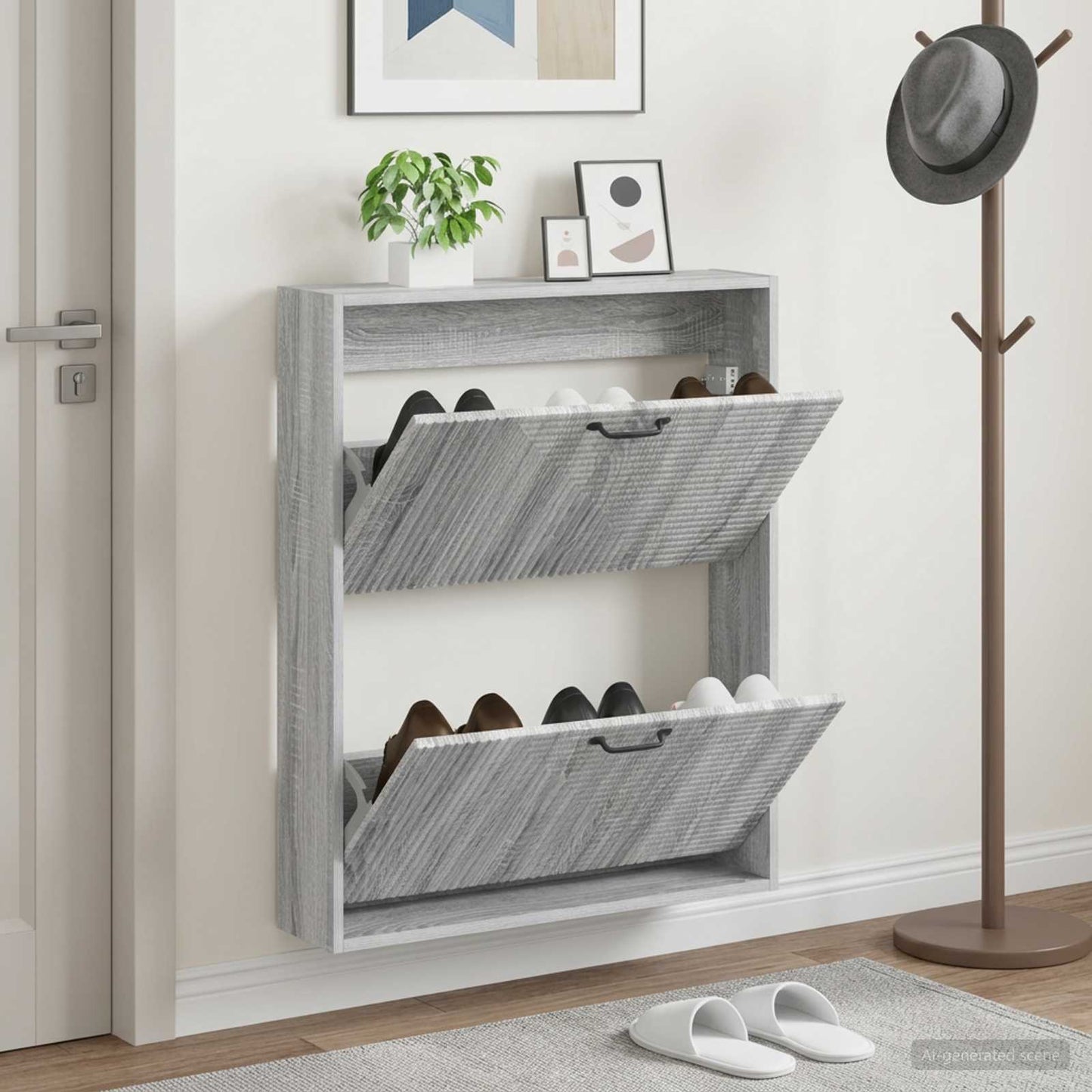 vidaXL Τοίχου Ντουλάπα Παπουτσιών HAARLEM 71 x 17 x 86 εκ. Γκρι Sonoma