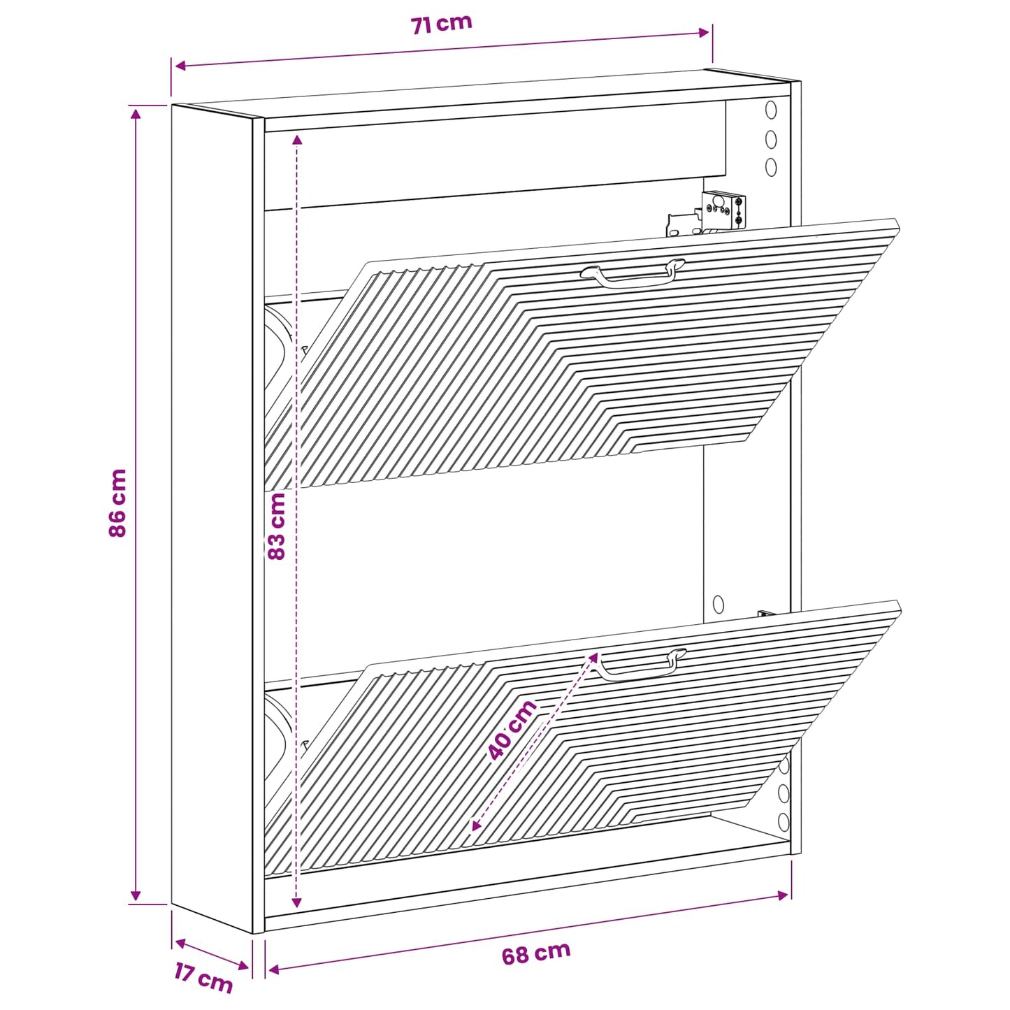 vidaXL Τοίχου Ντουλάπα Παπουτσιών HAARLEM 71 x 17 x 86 εκ. Γκρι Sonoma