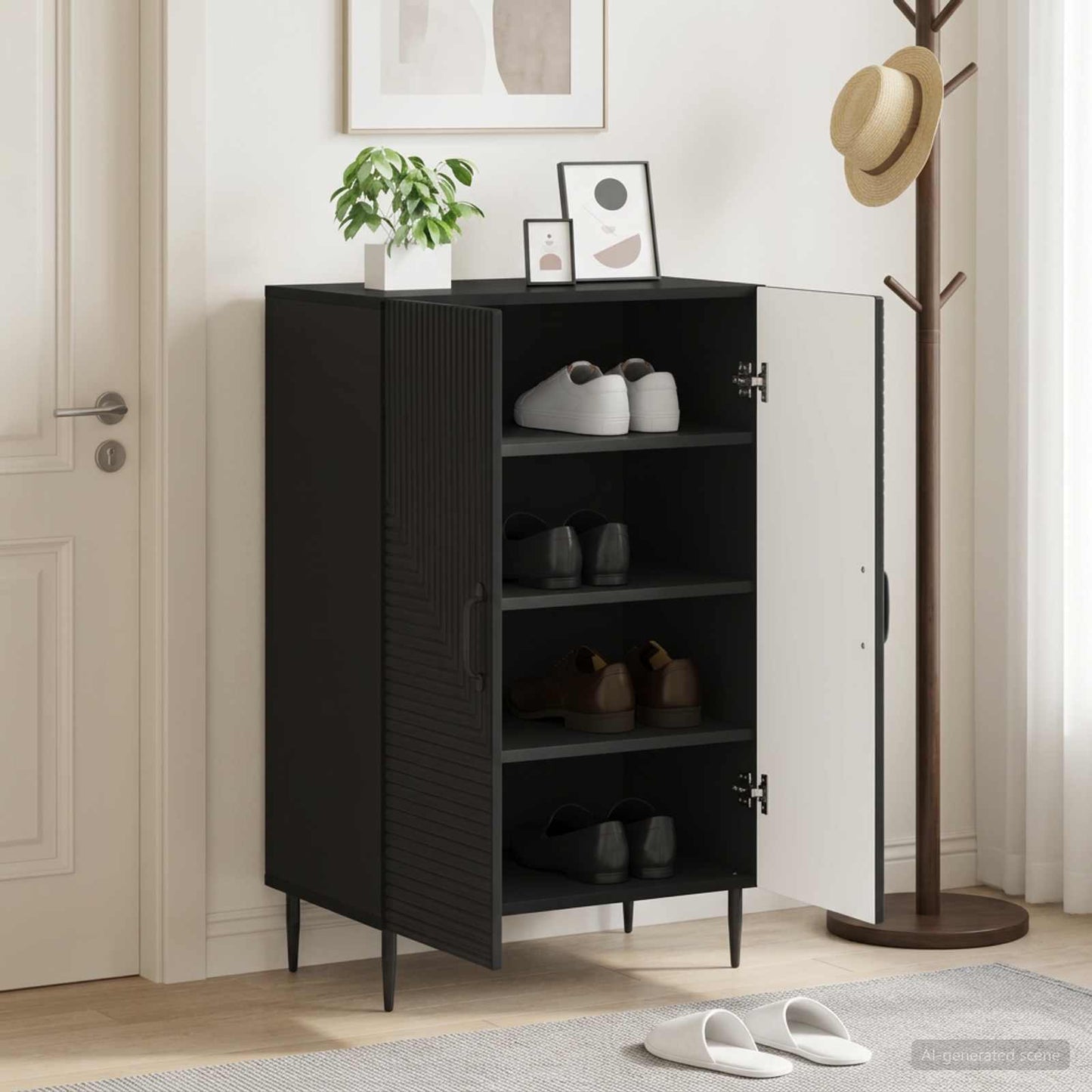 vidaXL Ντουλάπα Παπουτσιών HAARLEM 59,5 x 39,5 x 89,5 εκ Μαύρο