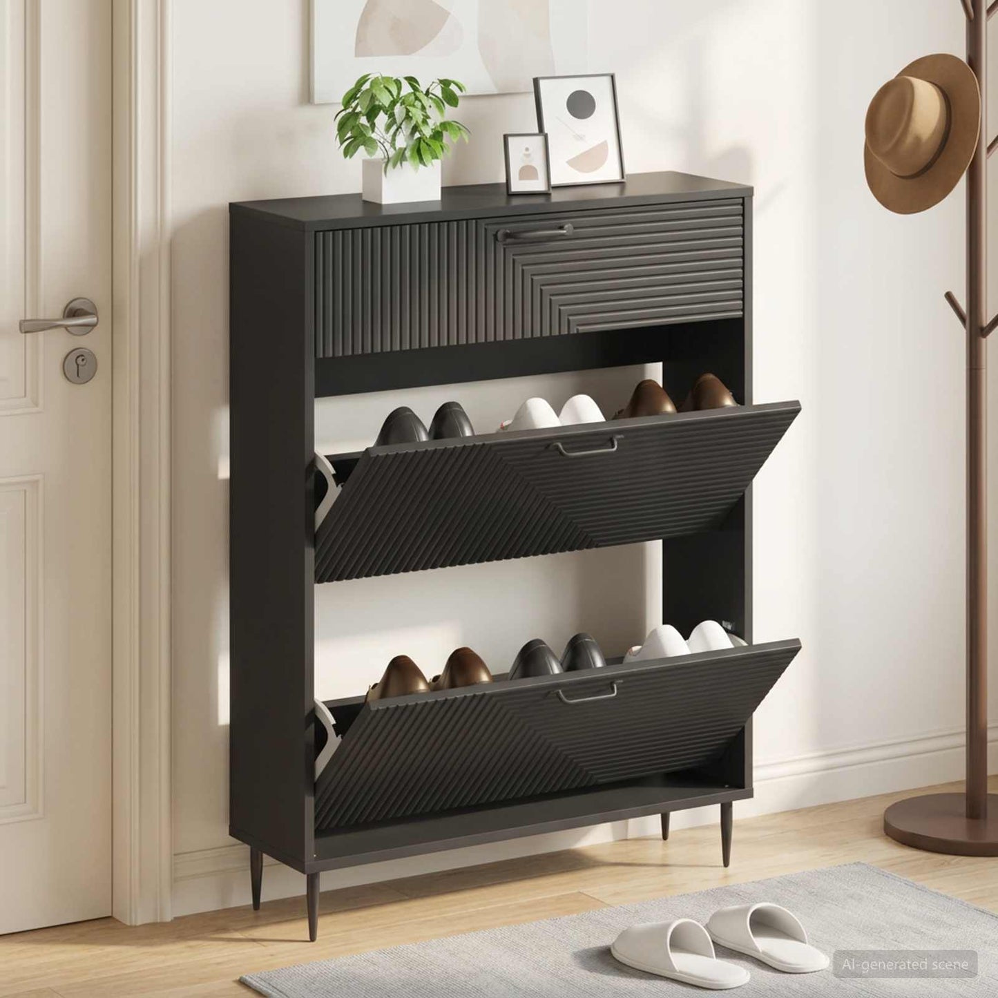 vidaXL Ντουλάπα Παπουτσιών HAARLEM 78 x 24 x 103 εκ. Μαύρο