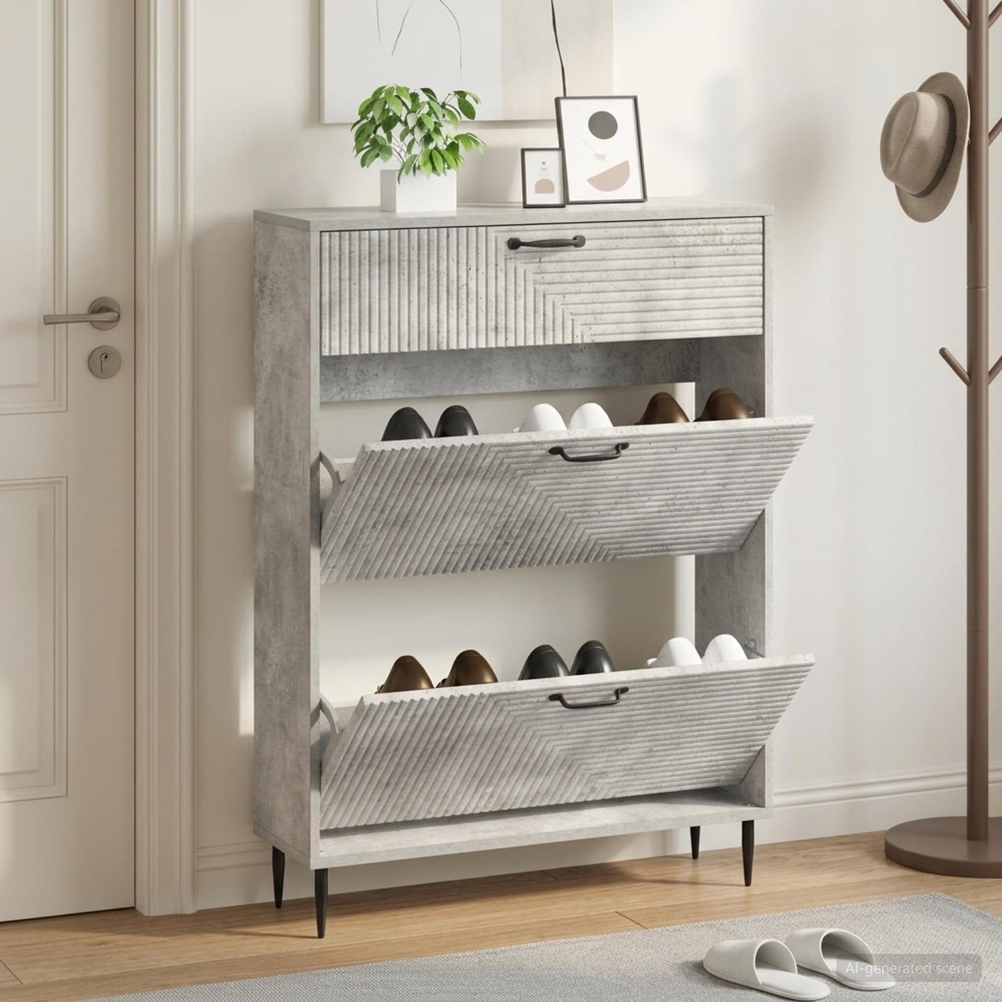 vidaXL Ντουλάπα Παπουτσιών HAARLEM 78 x 24 x 103 εκ. Γκρι Σκυροδέματος