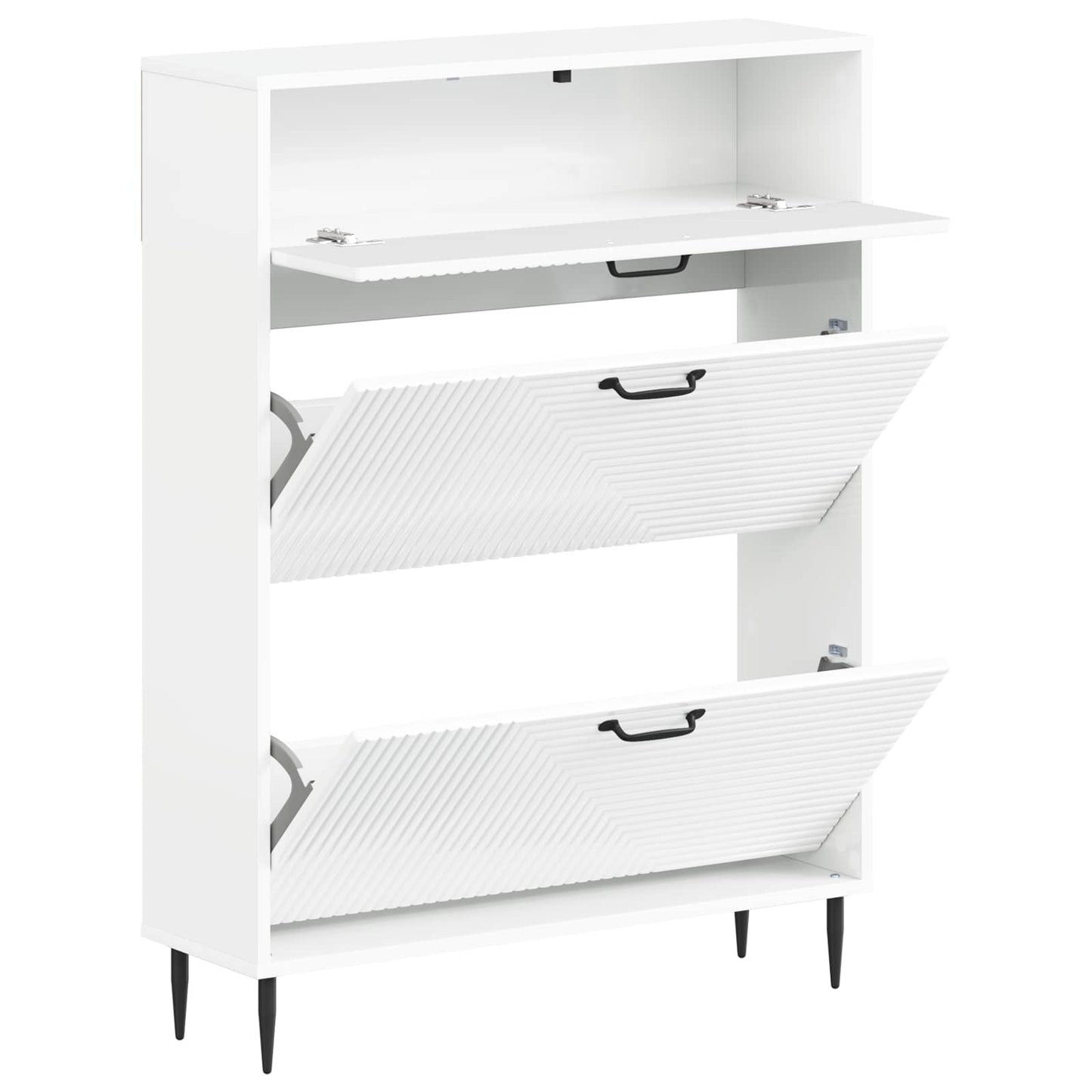 vidaXL Ντουλάπα Παπουτσιών HAARLEM 78 x 24 x 103 εκ. Γυαλιστερό Λευκό