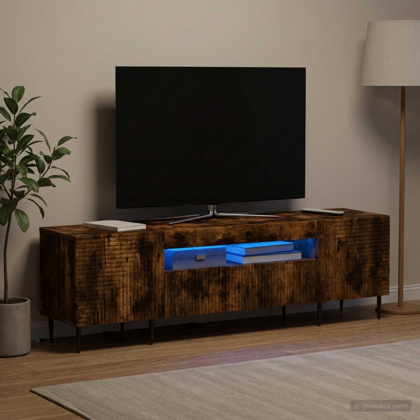 vidaXL Ντουλάπα LED Τηλεόρασης Καπνισμένο Ξύλο Δρυός