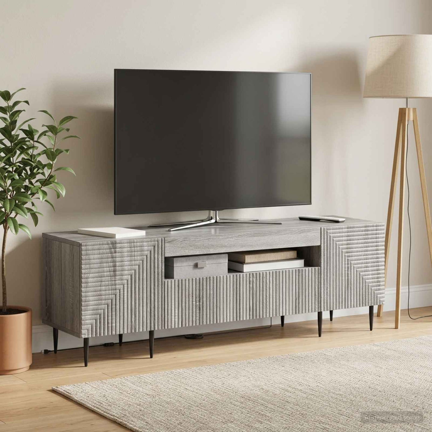 vidaXL Ντουλάπα LED Τηλεόρασης HAARLEM 153 x 35 x 43 εκ Γκρι Sonoma