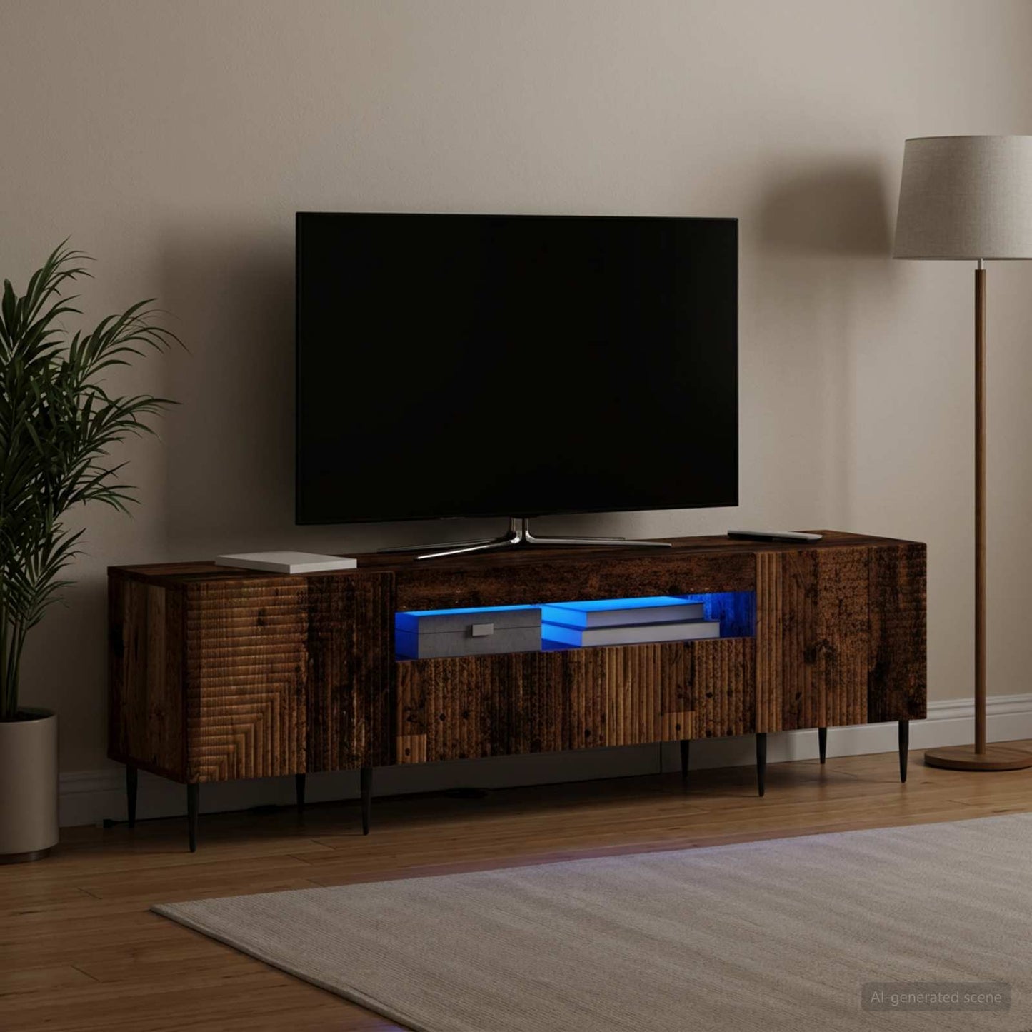 vidaXL Ντουλάπα LED Τηλεόρασης Παλαιωμένο ξύλο Επεξεργασμένο Ξύλο