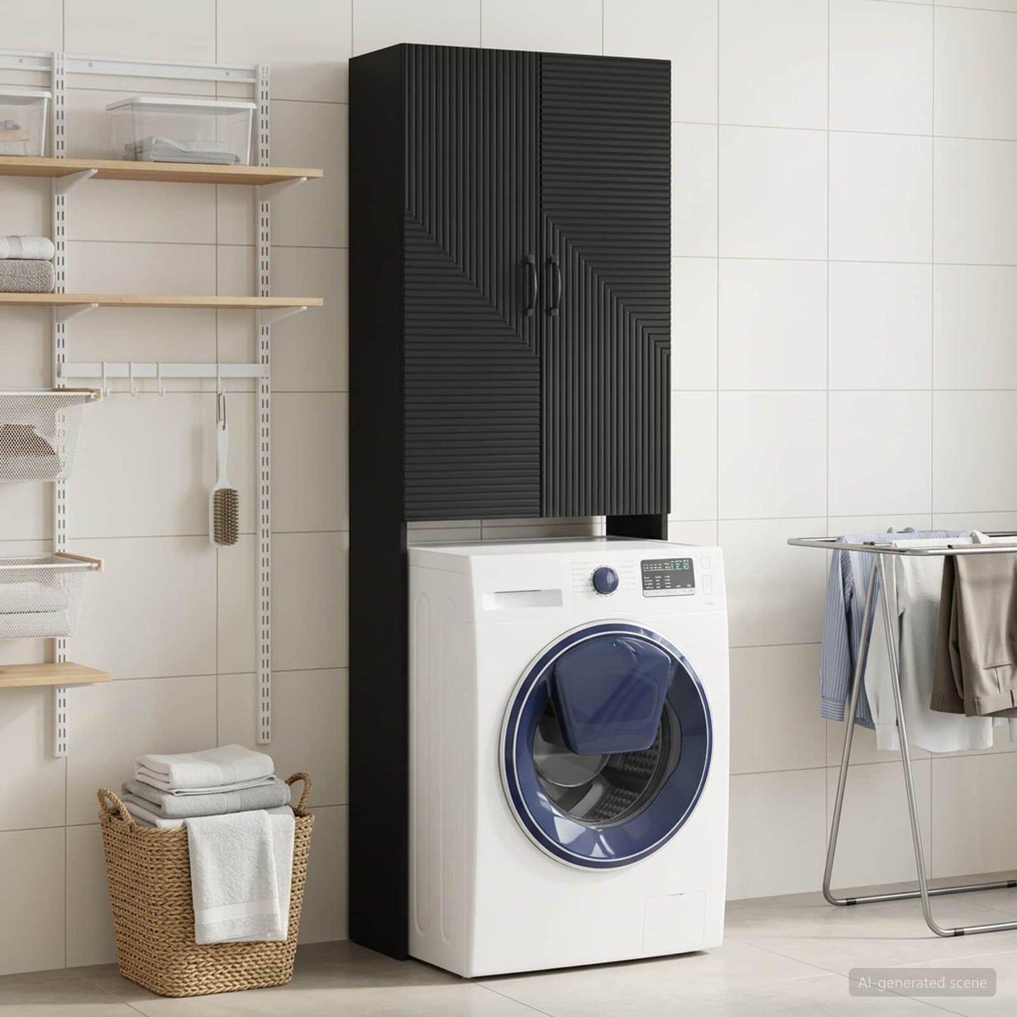 vidaXL Ντουλάπα τουαλέτας HAARLEM Μαύρο 66 x 25,5 x 190 εκ.