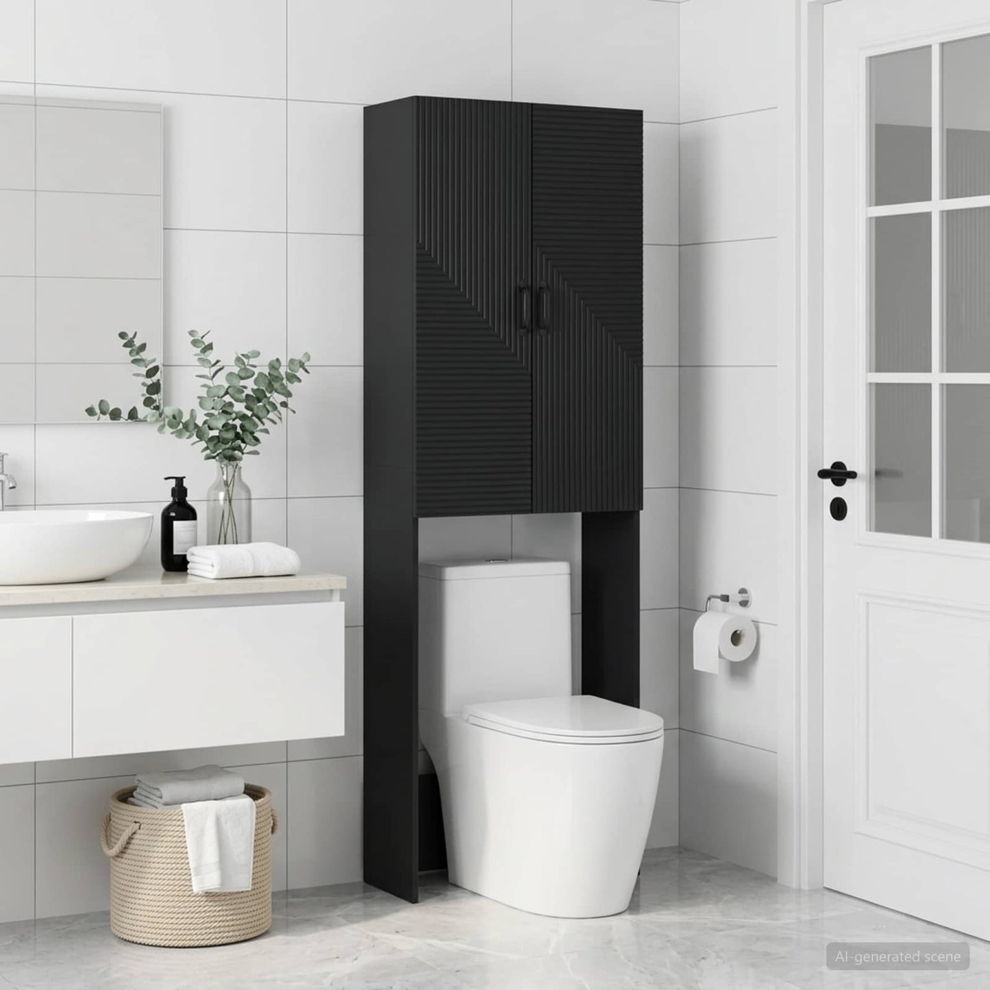 vidaXL Ντουλάπα τουαλέτας HAARLEM Μαύρο 66 x 25,5 x 190 εκ.