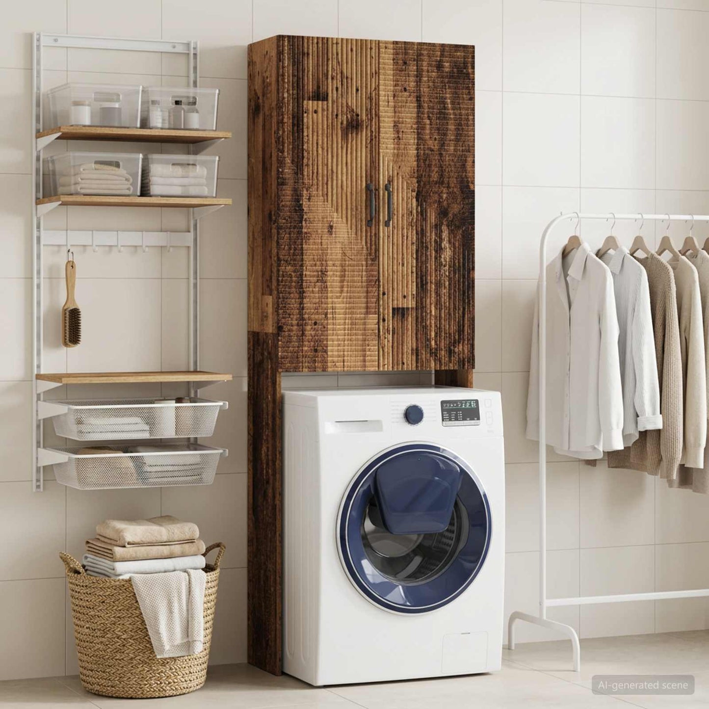 vidaXL Ντουλάπα τουαλέτας HAARLEM Παλαιωμένο ξύλο 66 x 25,5 x 190 εκ.