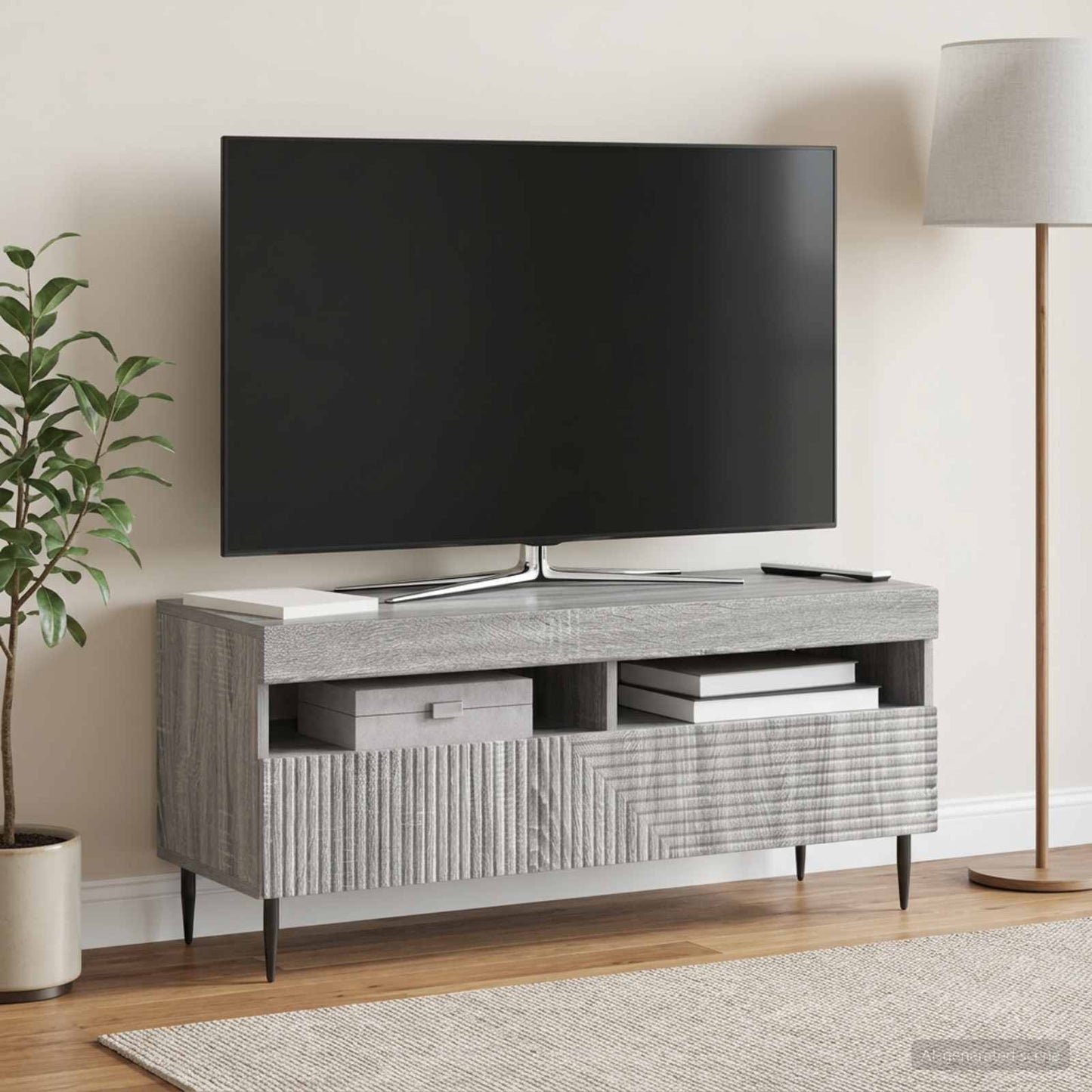 vidaXL Ντουλάπα LED Τηλεόρασης Γκρι Sonoma Επεξεργασμένο Ξύλο