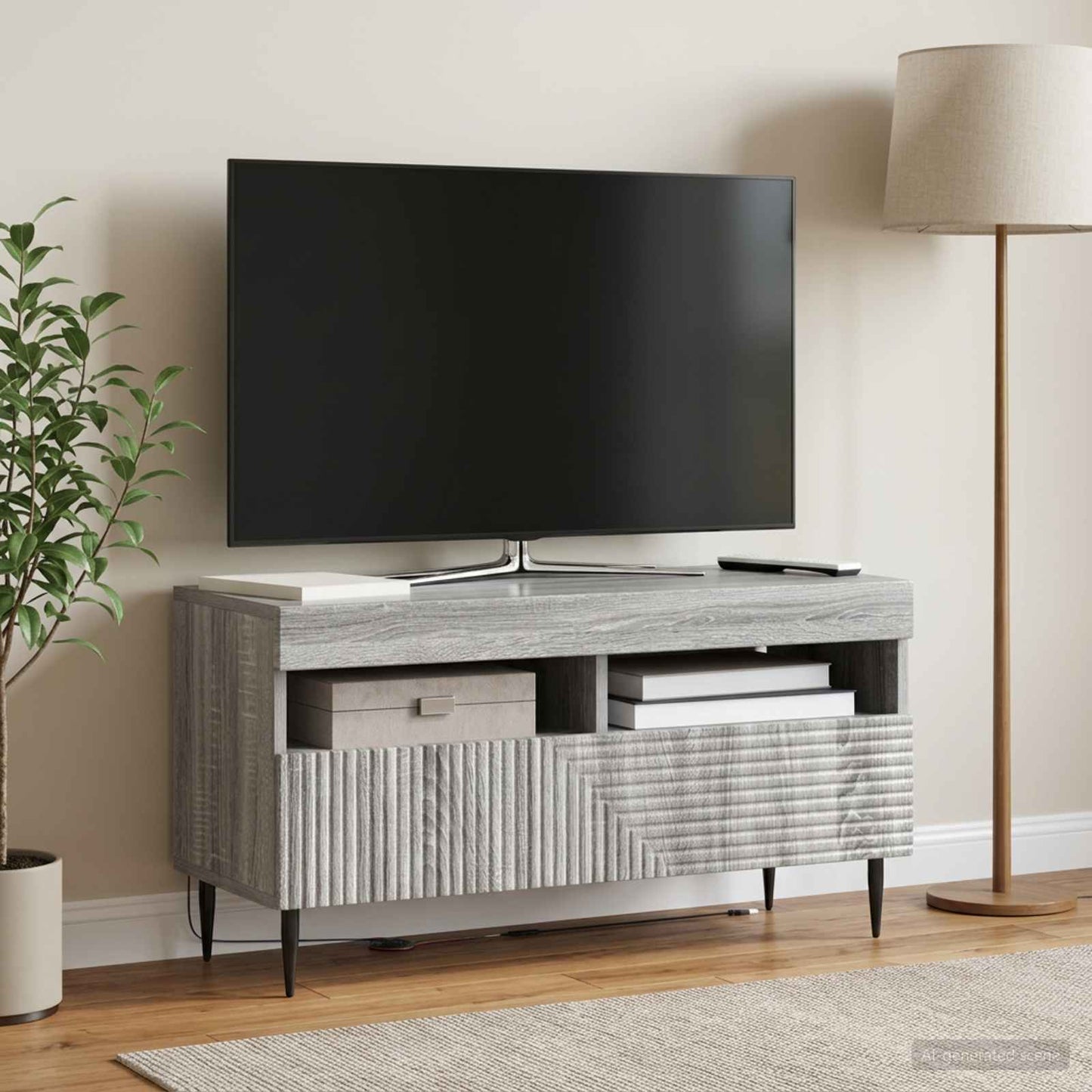 vidaXL Ντουλάπα LED Τηλεόρασης HAARLEM 81 x 35 x 43 εκ. Γκρι Sonoma